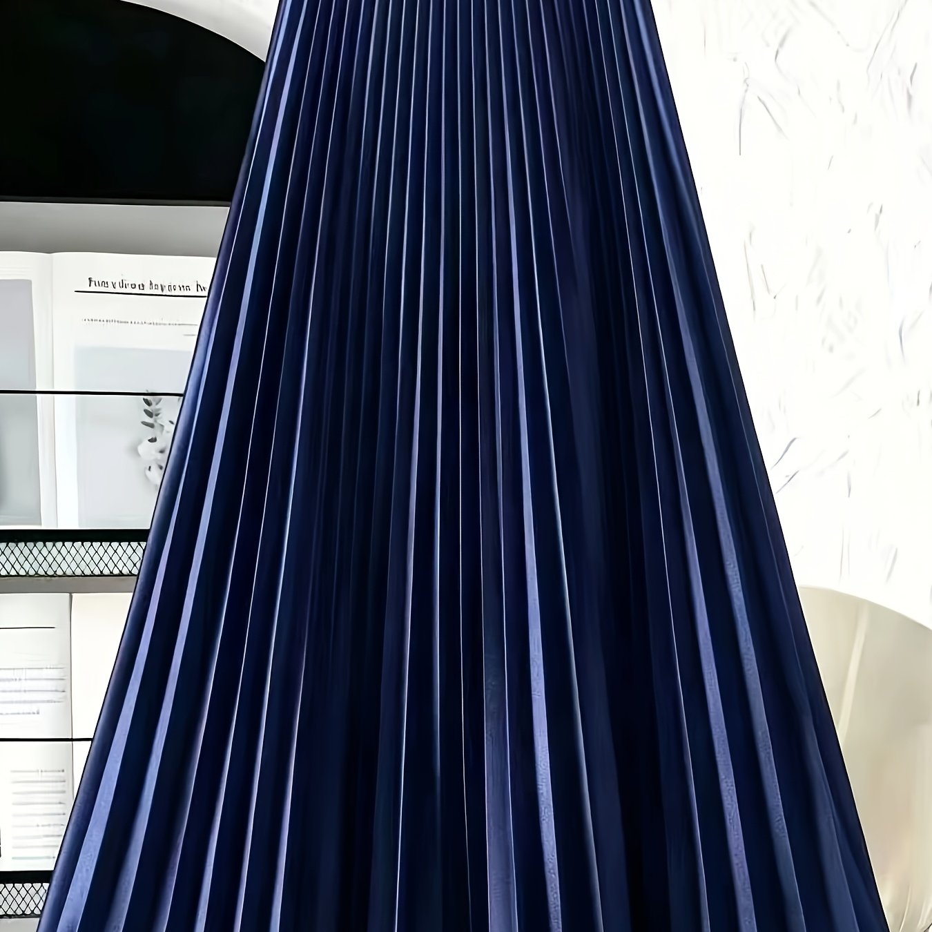 TEMU Women's Elegant -line Pleated Skirt - Vertical Skirt With Vertical Design, Machine Washable Non-stretch Polyester Suitable For Casual & Formal