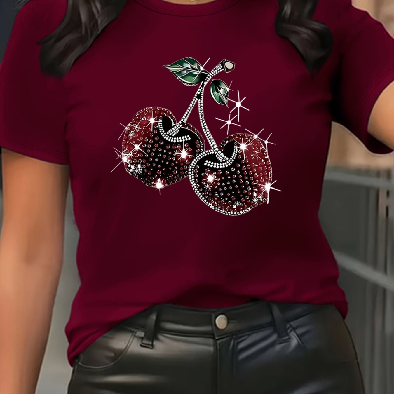 TEMU Women's Exquisite Printed T-shirt - Women's Summer Clothing, Fashionable Print, Breathable And Comfortable, Round Neck Women's T-shirt, Soft