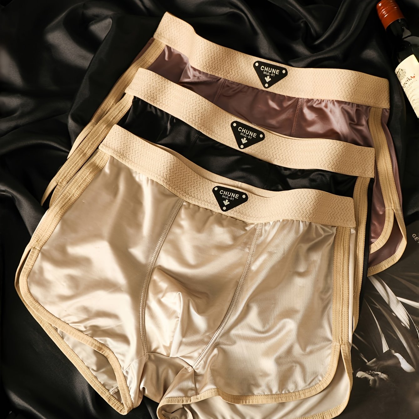 TEMU Three-pack Men' Luxury Thin Underwear, Comfortable Stretch Home And Sports Underwear, Party Underwear