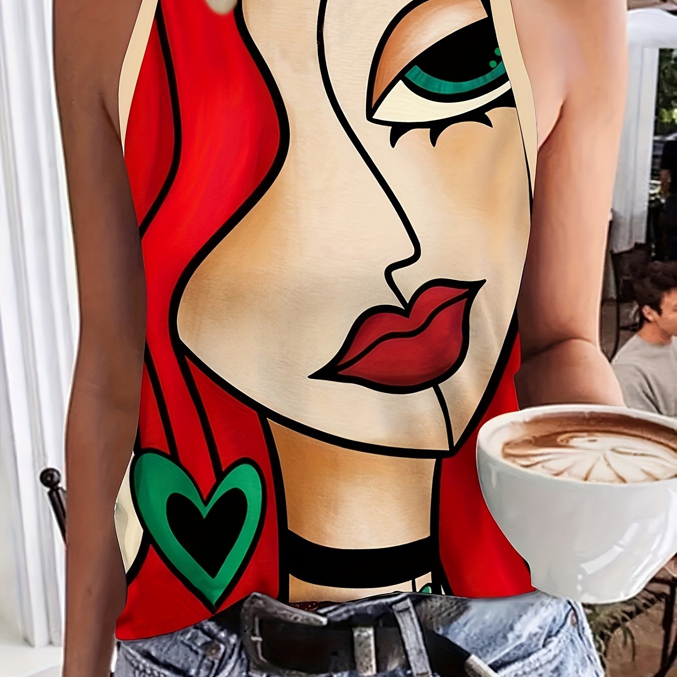 Image of Gu Teacher -2024 New Printed Round Neck Vest, Summer Casual Women's Sleeveless Vest Machine Washable-suitable For Spring Summer Daily And