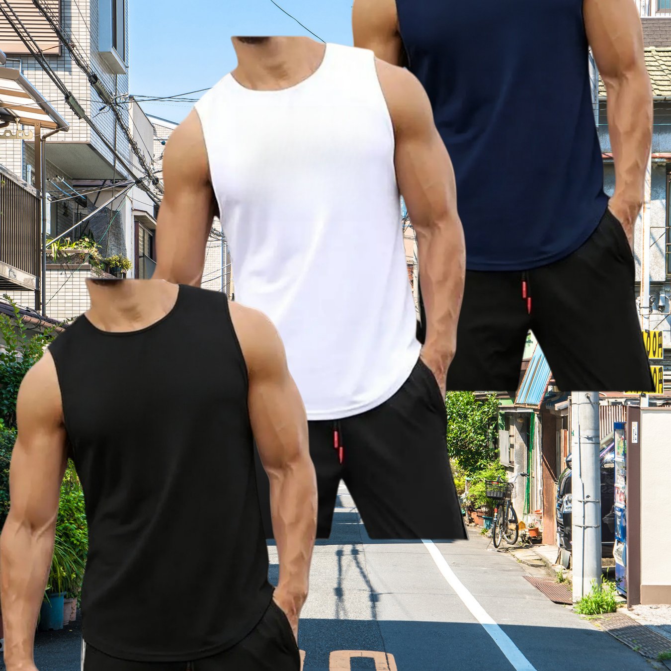 TEMU 3pcs Summer Men's Sports Tank Tops, Classic Minimalist Solid Colors, Breathable And Moisture-wicking, Versatile For Fitness And Casual Wear