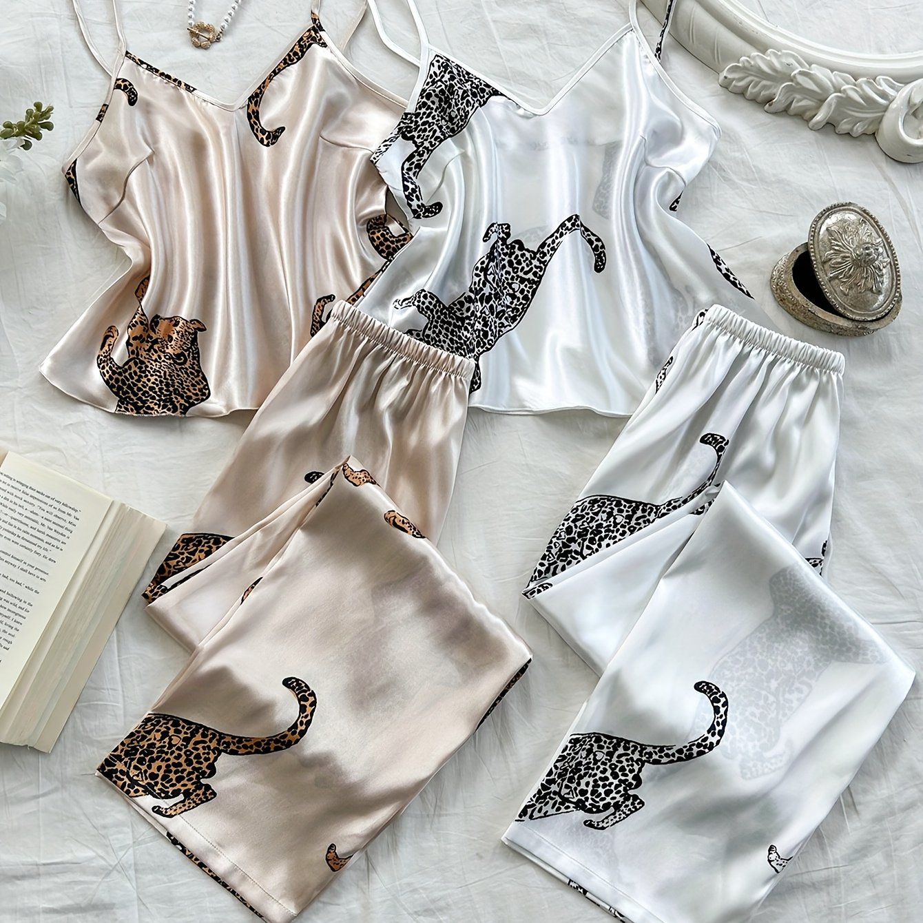 TEMU 4pcs Printed Fashion Minimalist Camisole Pajama Set For Women