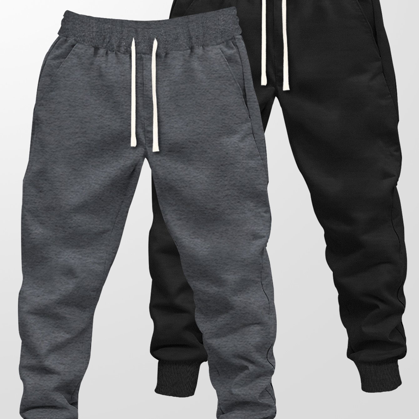 TEMU 2pcs Set Of Big Size Men's Long Pants Men's Casual Long Pants - Equipped With Stretchy Waistbands And Wrinkle-resistant Fabric, Can Comfortable