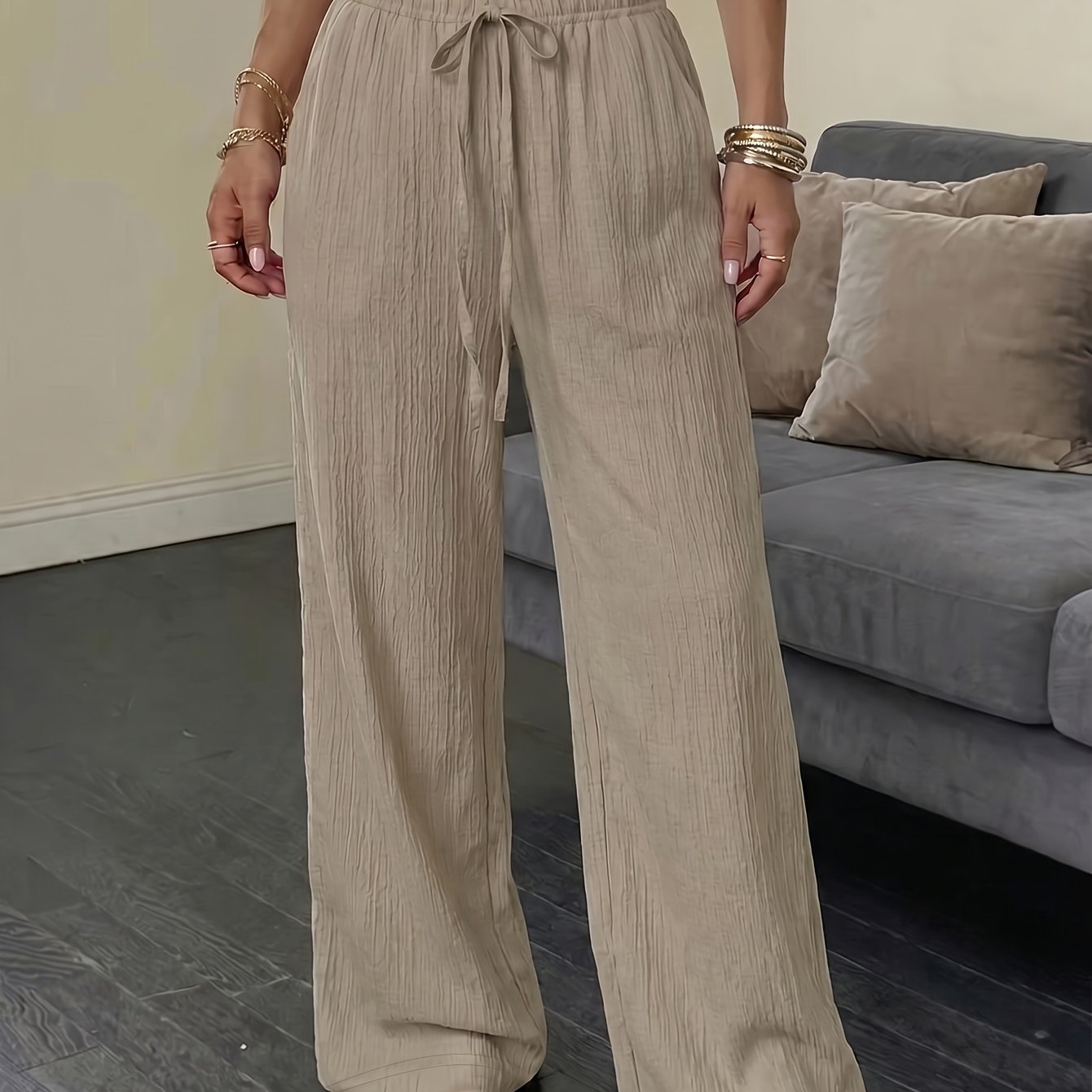 E-shop Elegante Damen Freizeithose - Weiche, bequeme Hose mit Kordelzug