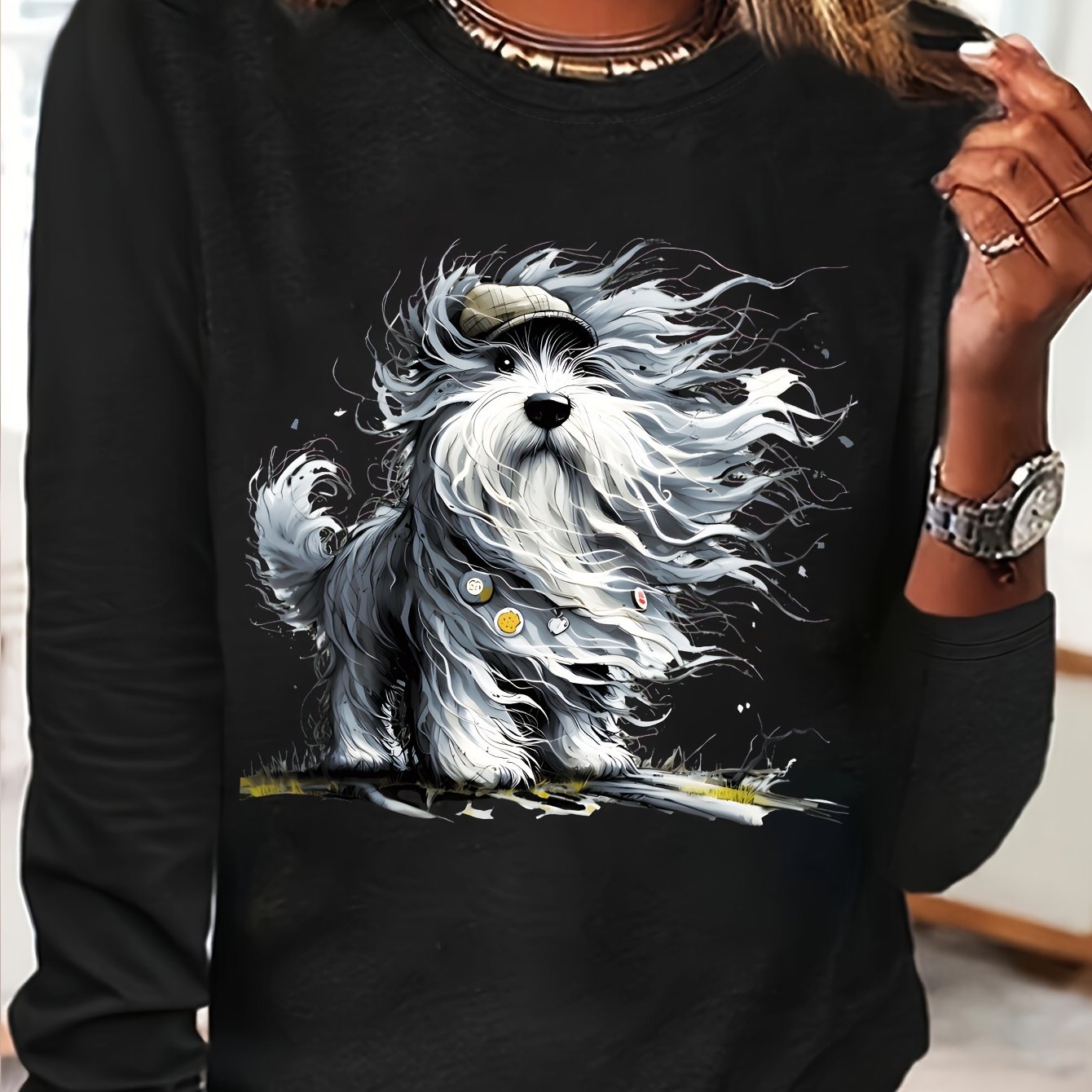 TEMU Bedrucktes T-Shirt, Casual T-Shirt, Farbiges T-Shirt