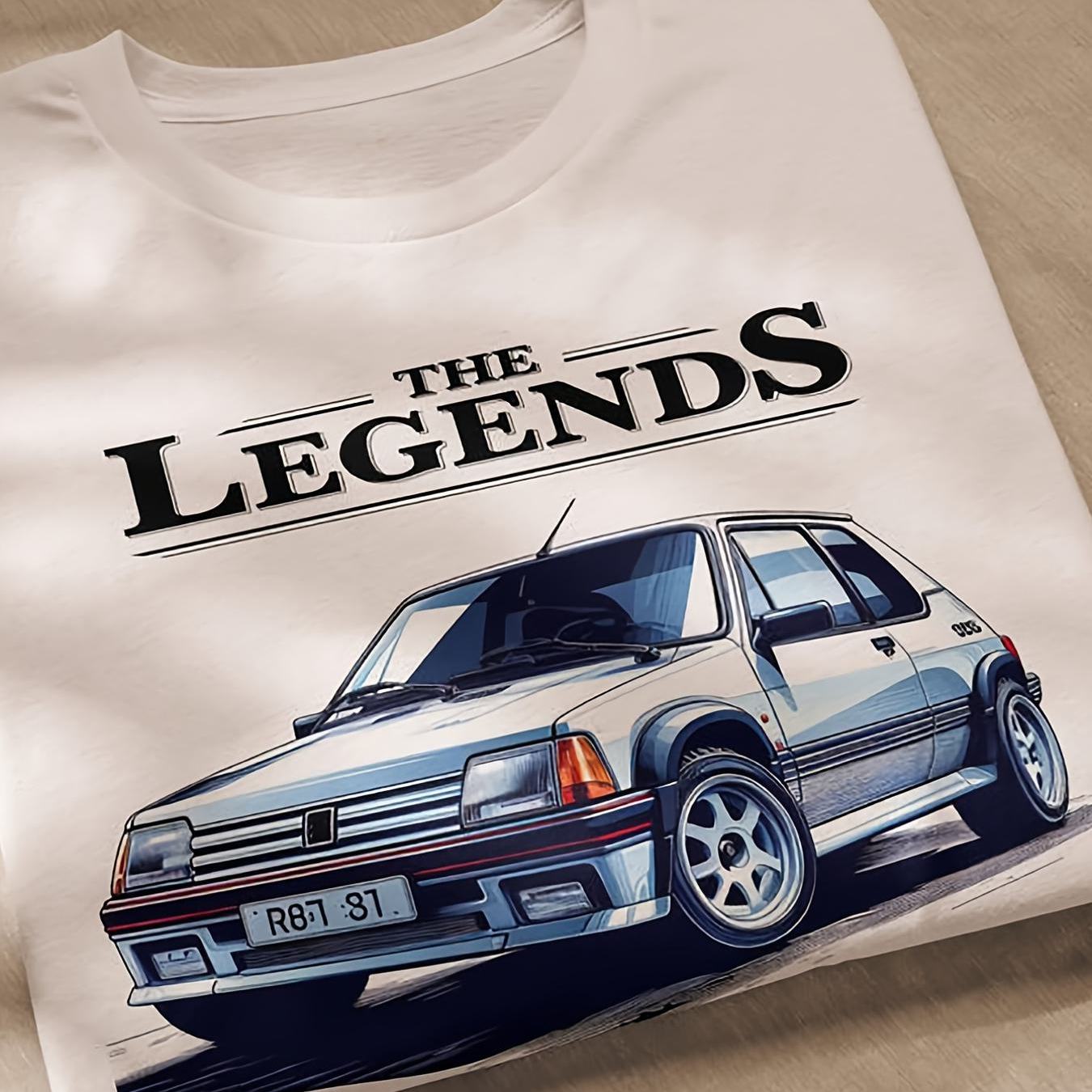 TEMU Retro 90s Rally Anni Car T Shirt Vintage 90 Legend Print Round Neck Casual For Fans Nostalgic Enthusiasts Machine Washable All Season Wear, Plus