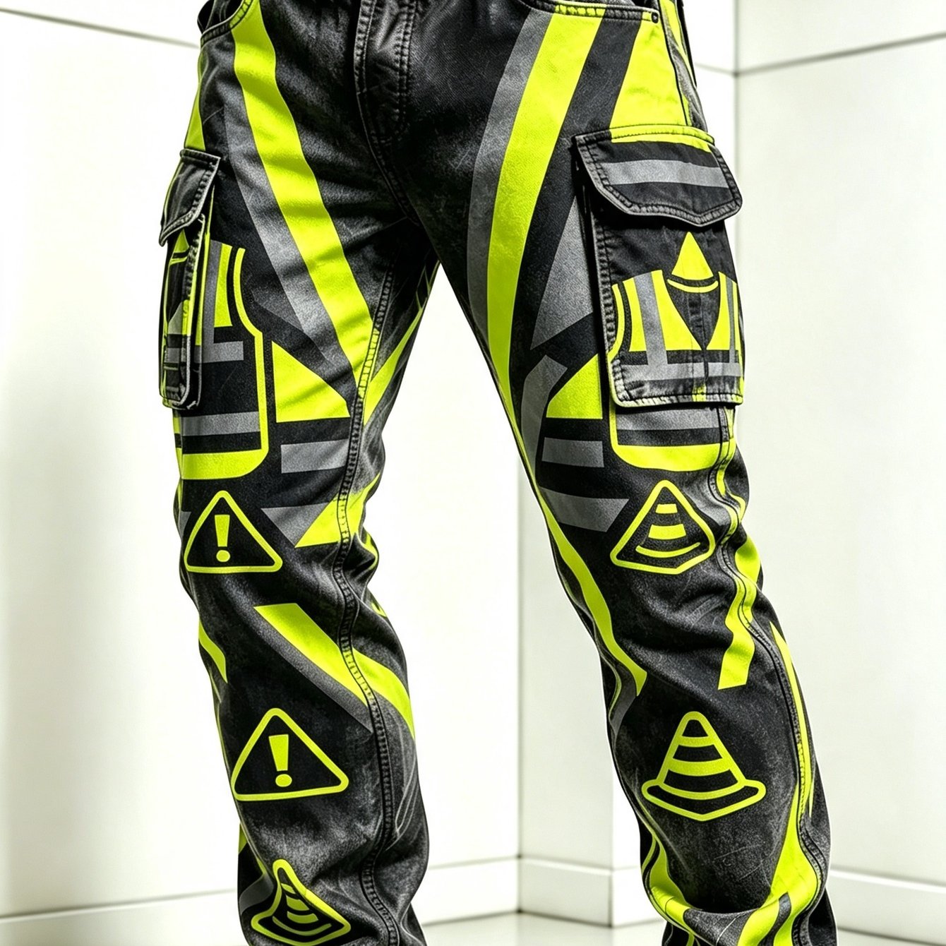 TEMU Men's Streetwear-style Warning Casual Cargo Pants, Multi-pocket Trendy Trousers For , Essential For Daily Commuting And Outdoor Wear