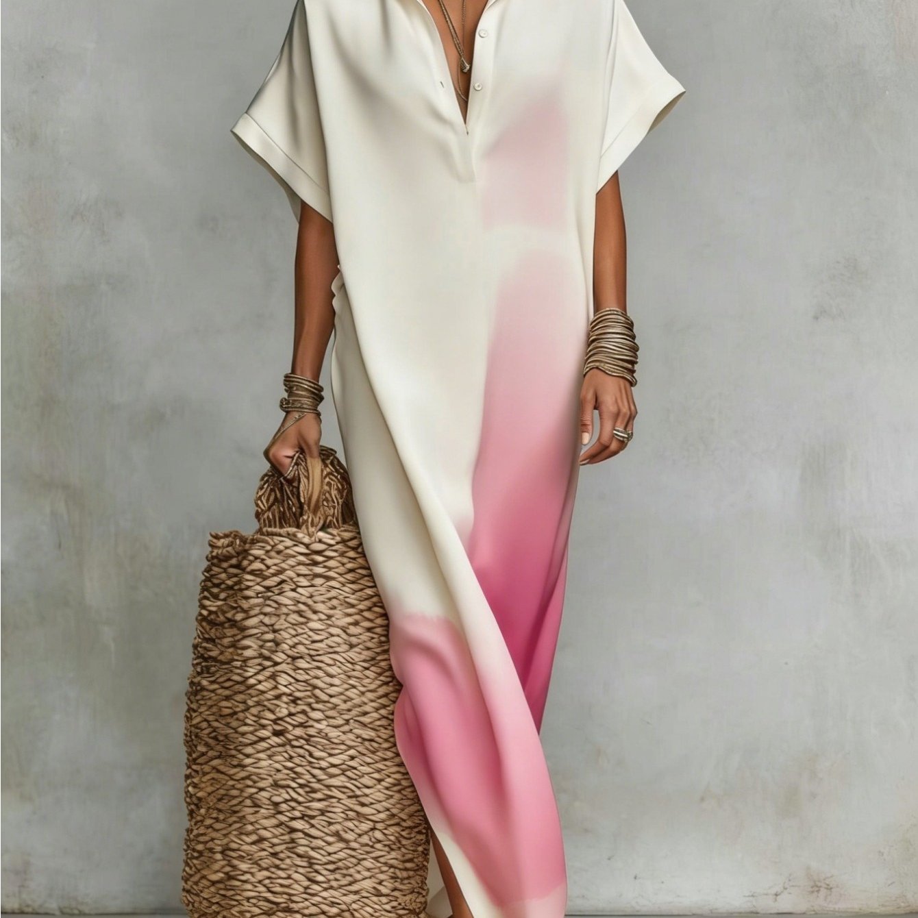 Image of New Women's Casual Short-sleeve Shirt Dress, Loose Fit, Perfect For Bohemian-style Parties And Vacations S-2xl