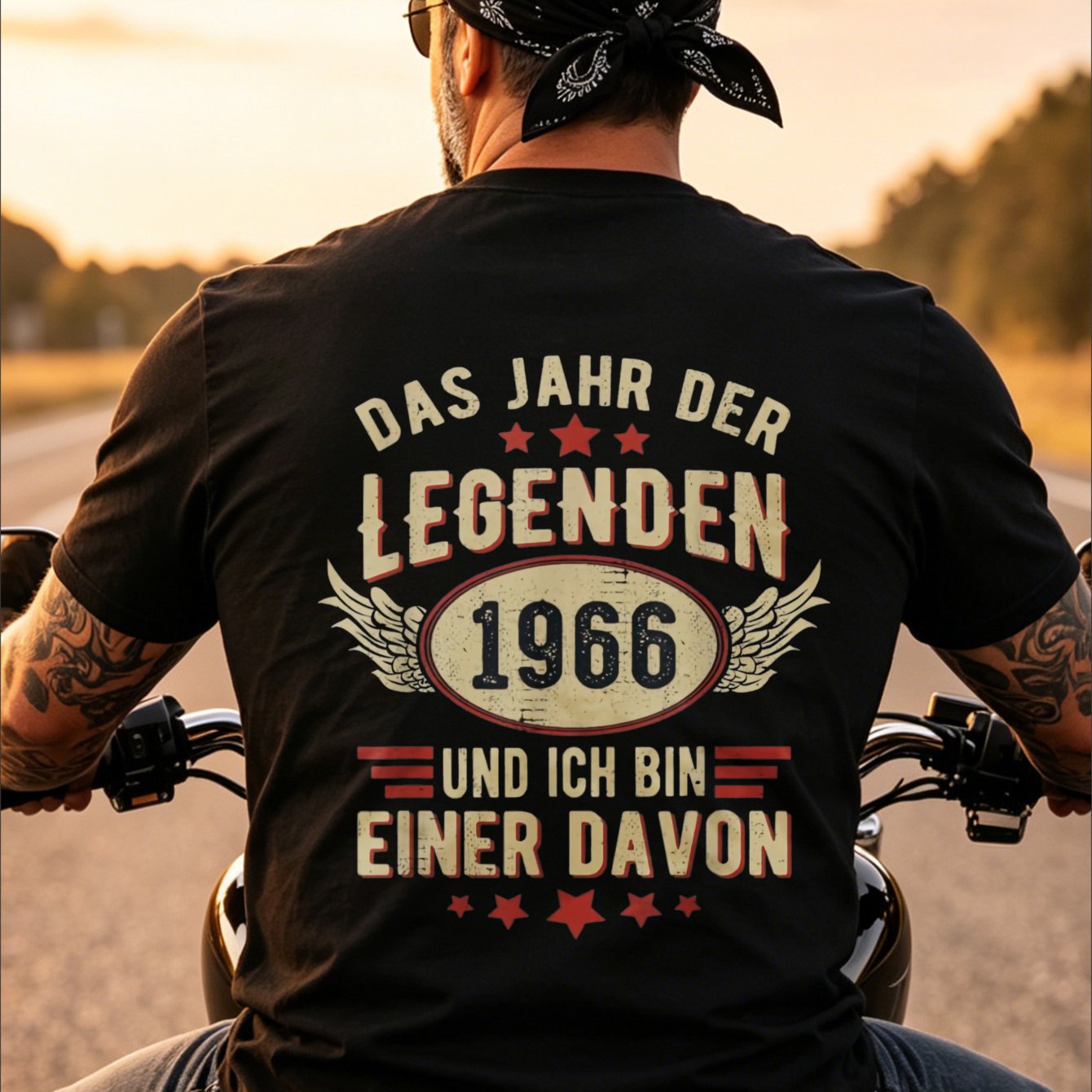 Image of Trendy New Style Back Print Funny Unisex T-shirt Black 1966 Legend Year And I Of Them Graphic Design Motorcycle Ride Birthday Gift 100 Fashion Versatile Daily Casual Wear Short Sleeve