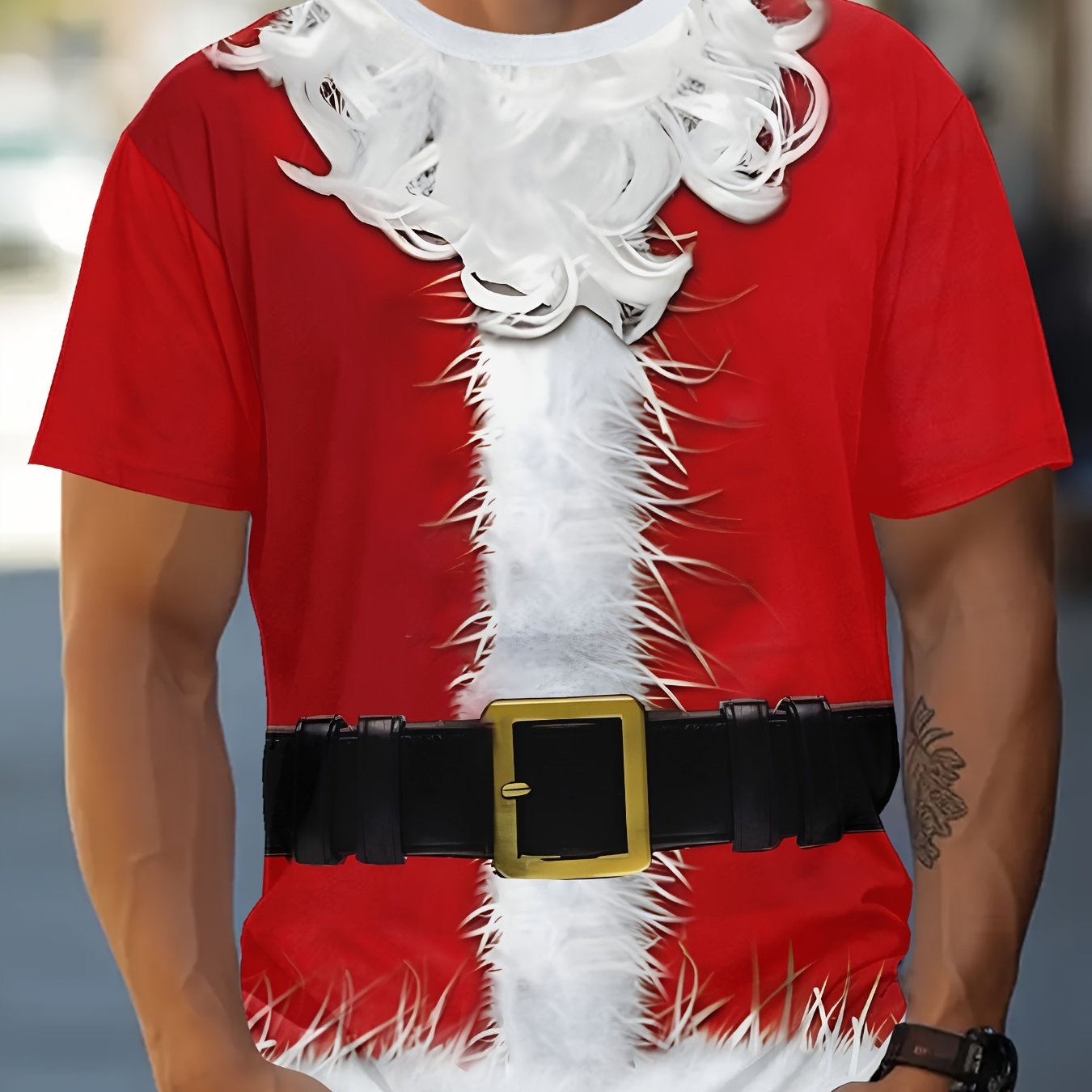 TEMU Christmas Costume 3d Printed T-shirt. Men's Summer Casual Round Neck T-shirt, Plus Size