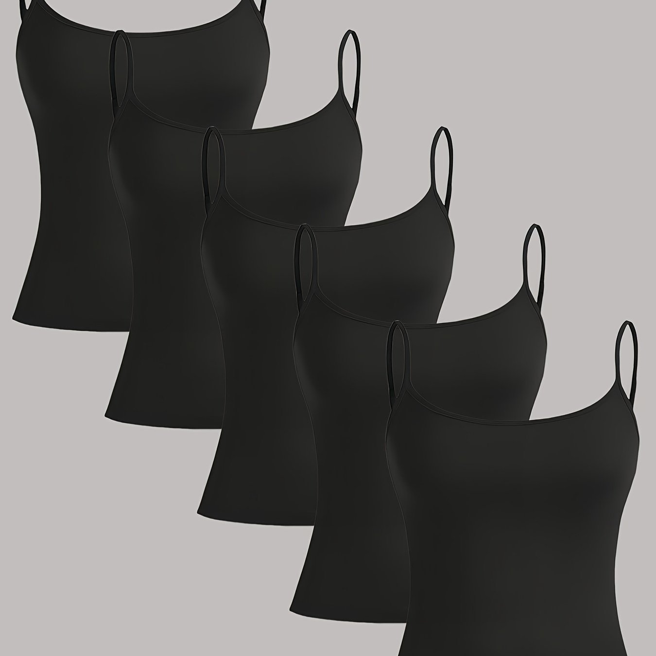 E-shop [5er-Pack Elegante Cami Tops] 5er-Pack Elegante Ärmellose Verstellbare Cami Tops | Einfach und , für Frühling/Sommer, Minimalistisches Design,