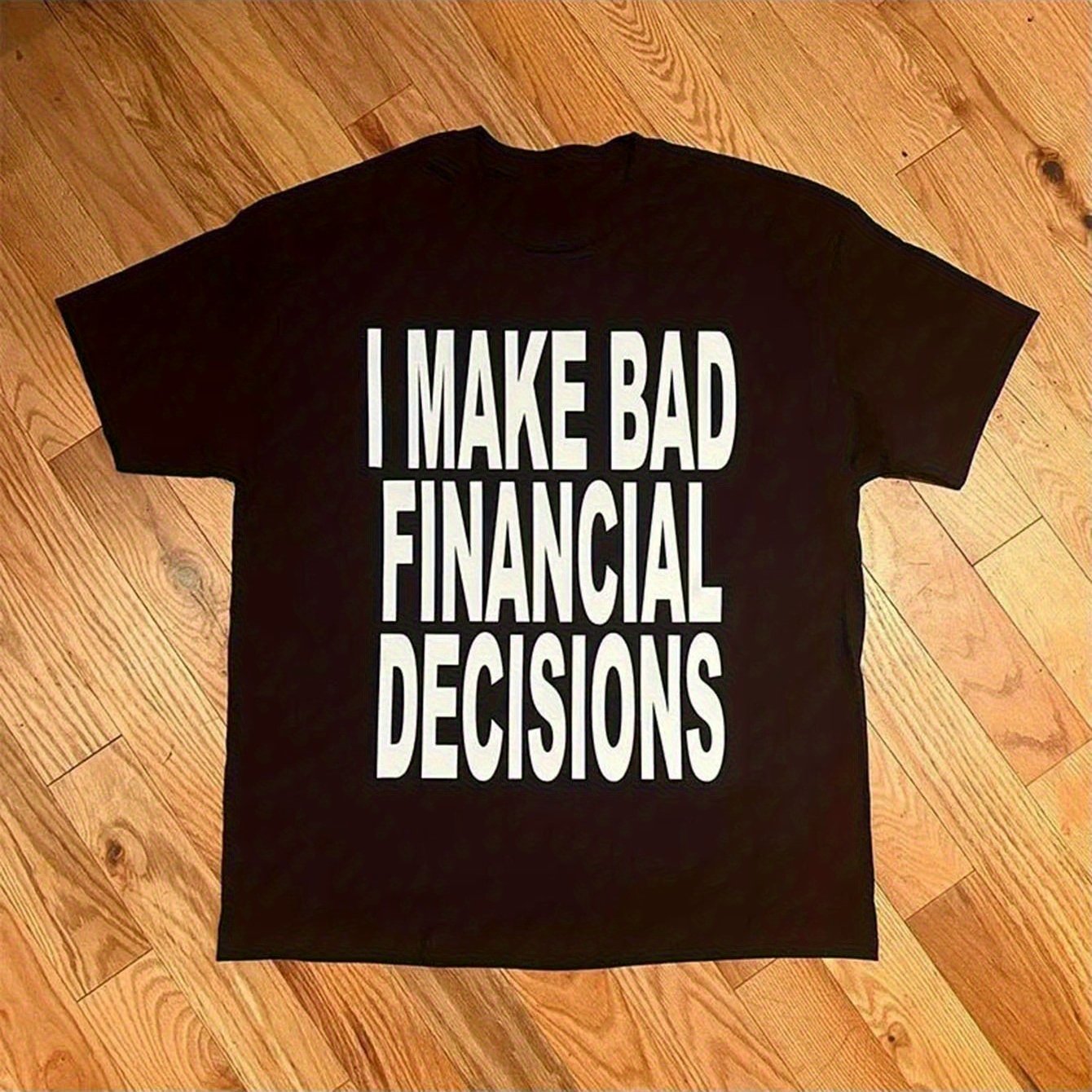 TEMU Men's Make Bad Financial Graphic T-shirt - Y2k Hip-hop Punk Rock Gothic , Regular Fit Short Sleeve Casual Top With Letter Print, Breathable &