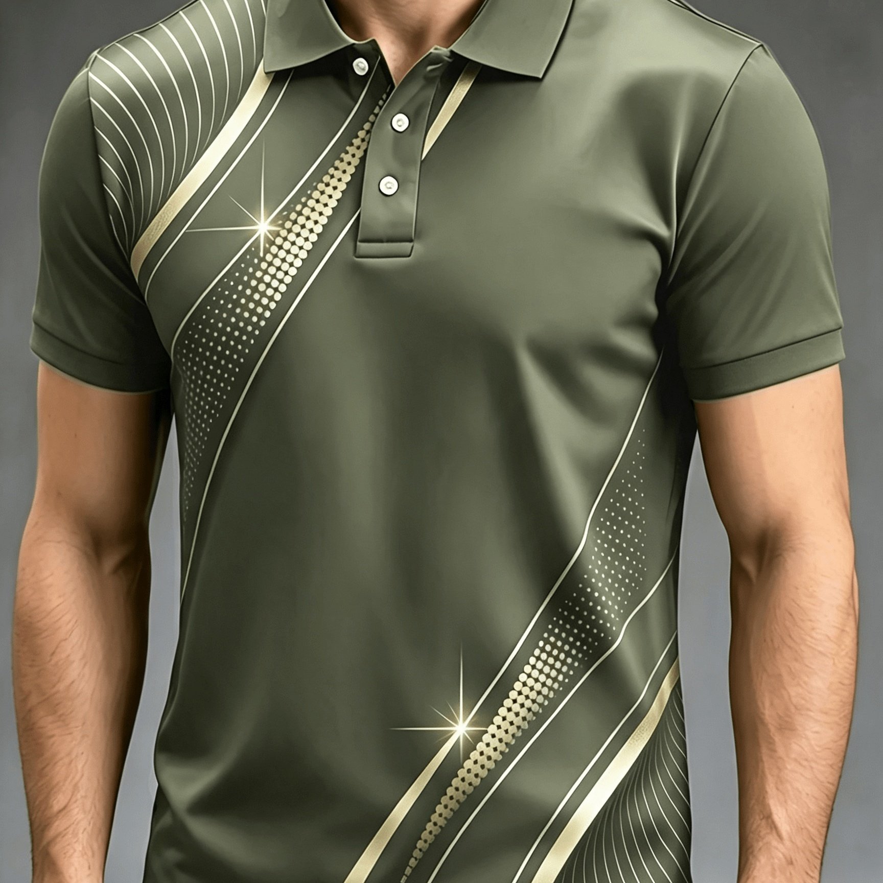 TEMU [printed Design-not Textured], Men's Short-sleeve Shirt, In Multiple Colors, With Golden-embossed , Casual And Suitable For Daily Wear
