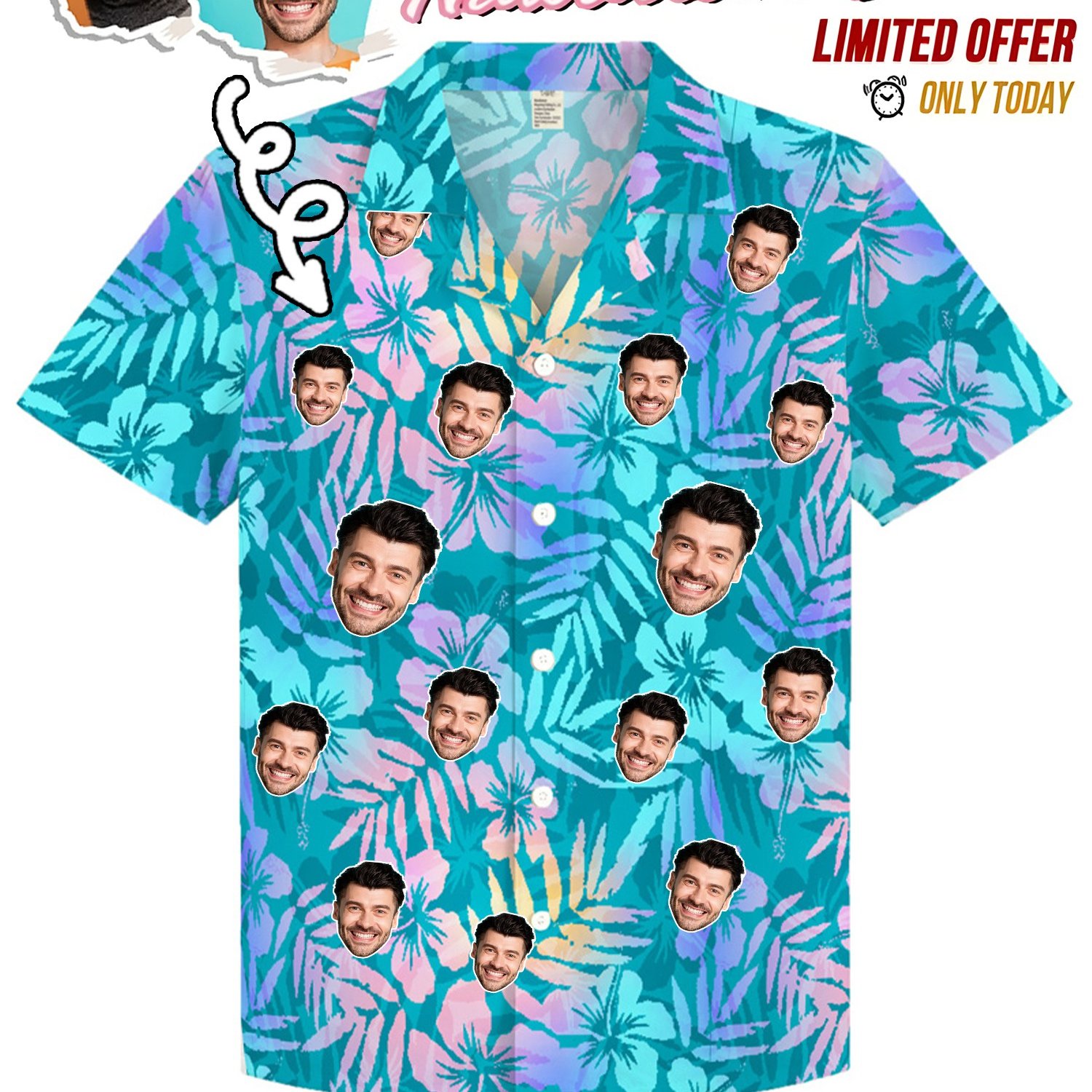TEMU Camicia Hawaiana Personalizzata, Camicia Hawaiana da con Personalizzato, Aggiungi la Tua del , in Qualsiasi Posizione sul Motivo della Camicia