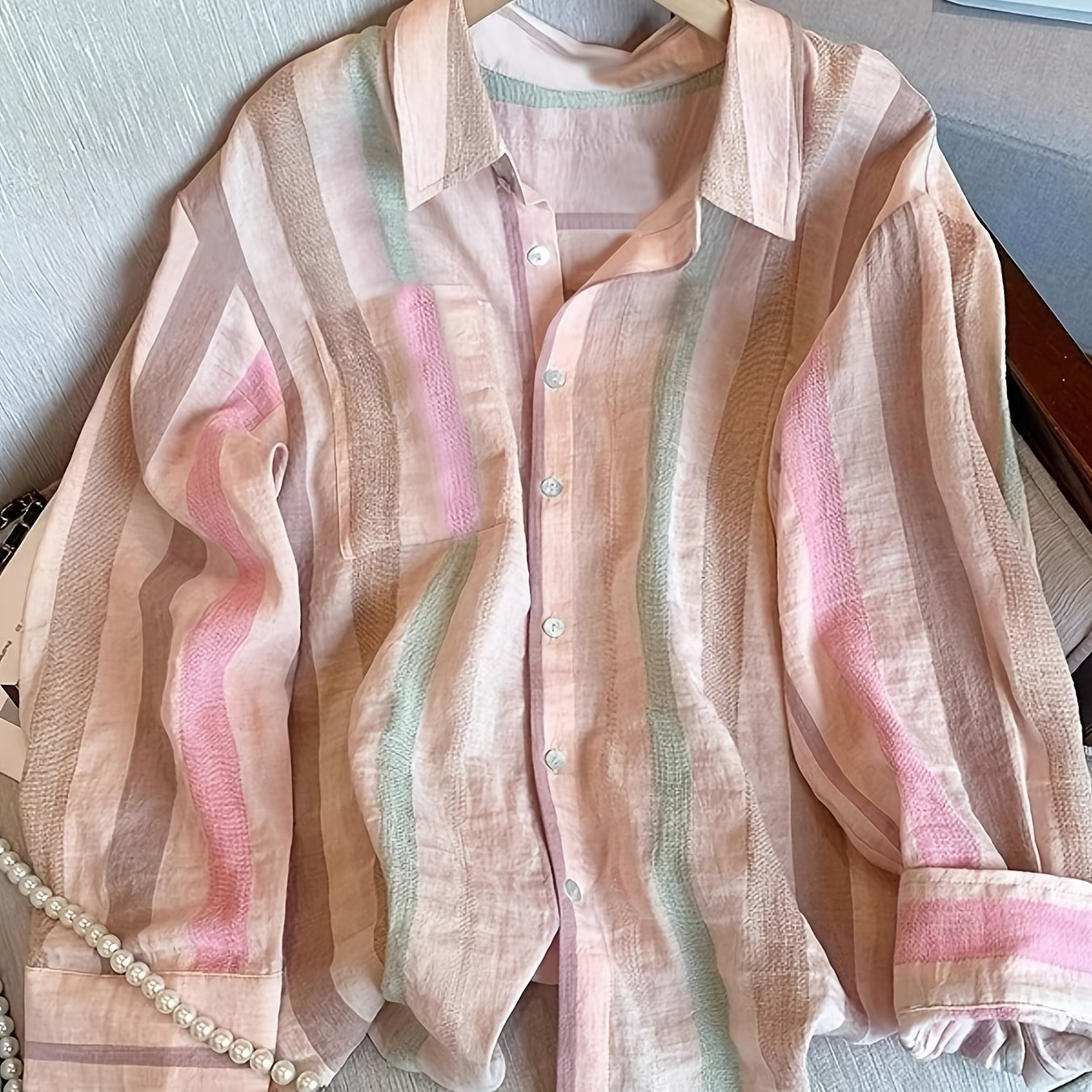 TEMU Dj0710012 Lingshan Dopamine Shirt Women's 2025 Spring Retro Collar Long Sleeve