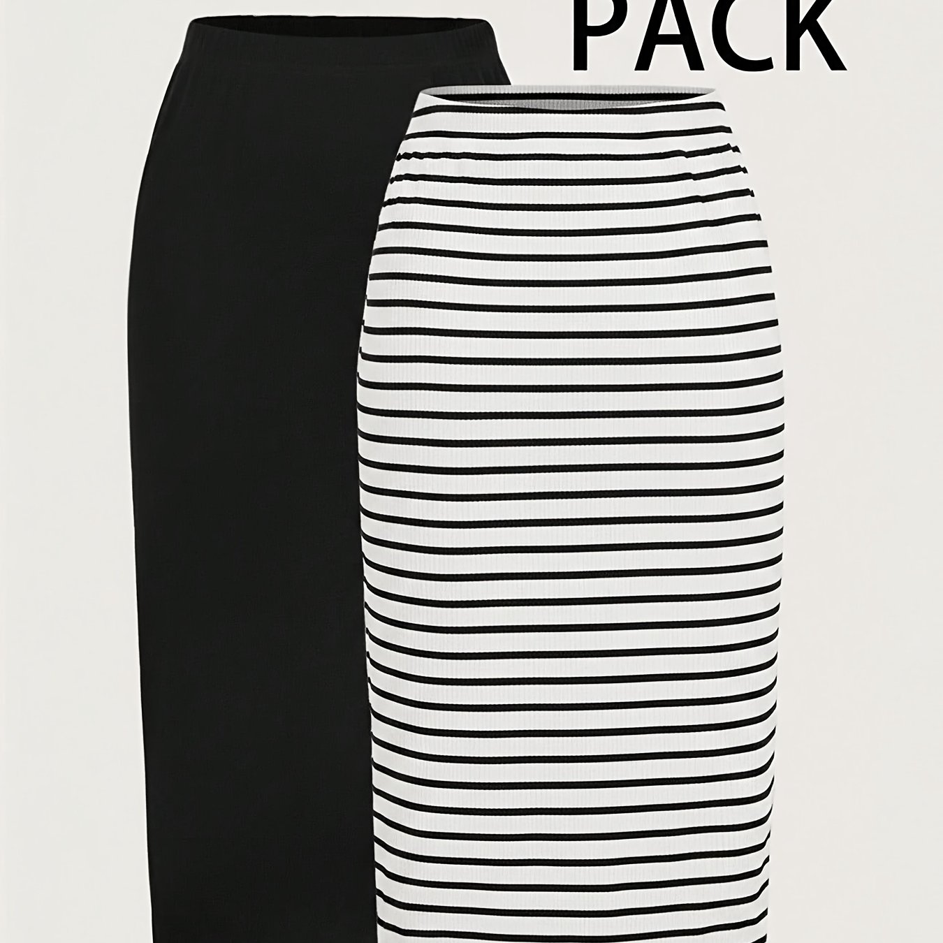 TEMU Women's 2pcsss Casual Striped Solid Color Skirt Set, Pencil Skirt, Summer Skirt, Long Skirt, Summer, Women's Business Casual, Back To, Teacher,