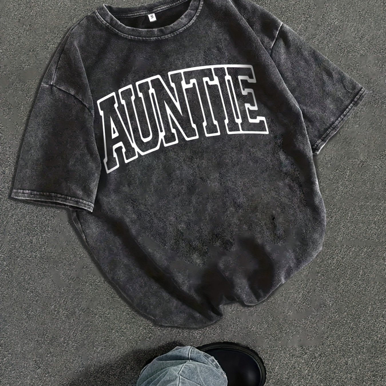 TEMU Vintage Style Women's T-shirt - 230g Heavyweight, Round Neck, Short Sleeves, Retro Urban Fashion, Machine Washable, Ideal For Casual