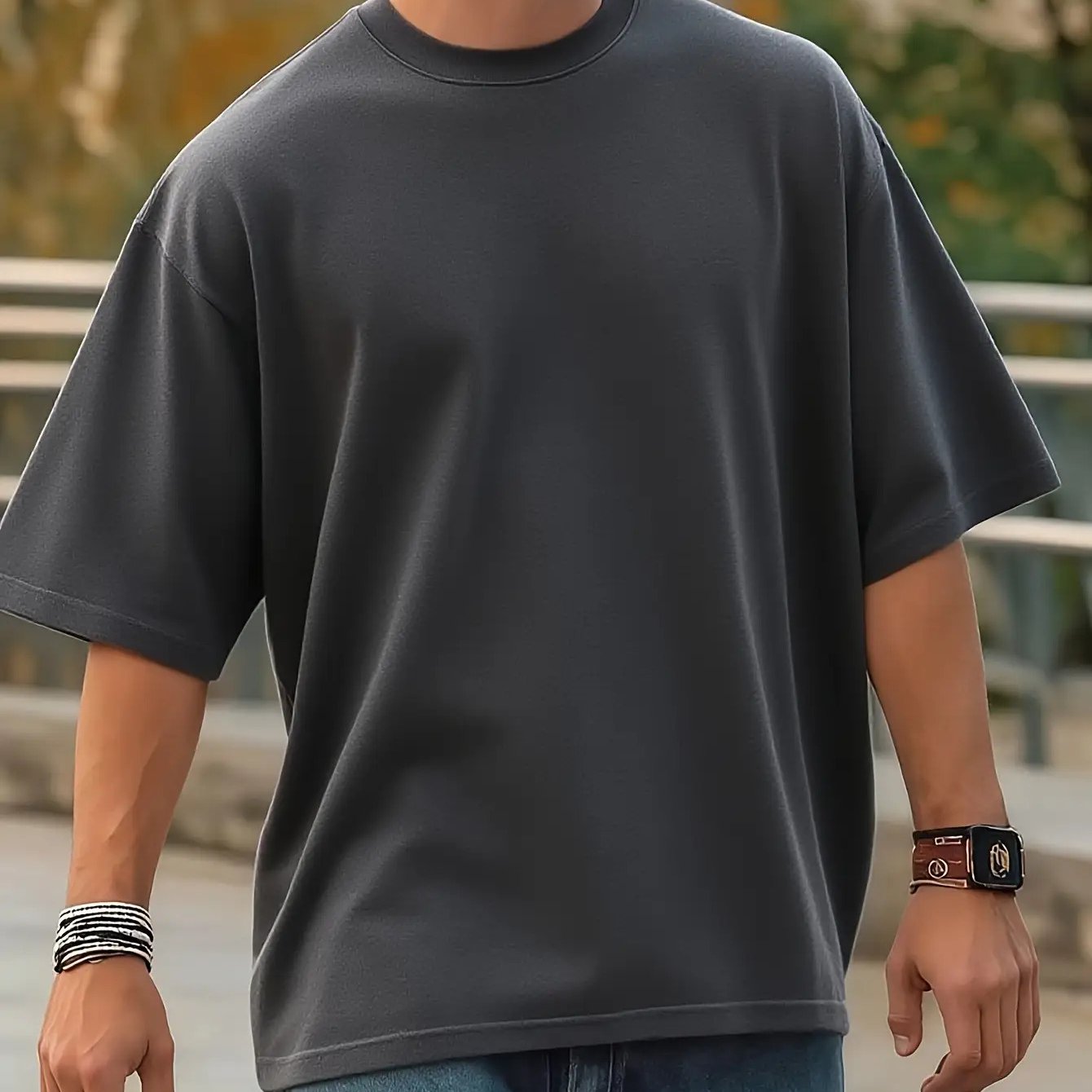 TEMU Plus Size Men's Short Sleeve T-shirt, Loose Fit, Fashion Casual Round Neck Top, Spring Summer Outdoor Men's Wear, Top Suitable For 11 Festive