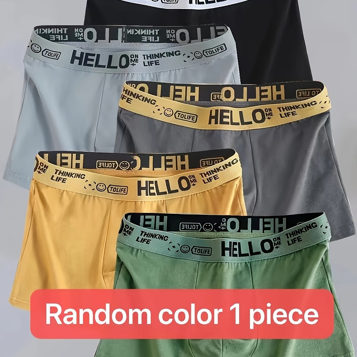 Random 1pc Men's Underwear From 1pc, Featuring A Stylish 'hello' Design. Boxer Shorts Are Comfortable, Breathable, Have A Bit Of Stretch, And Dry Quickly, Making Them Perfect For Casual Sports