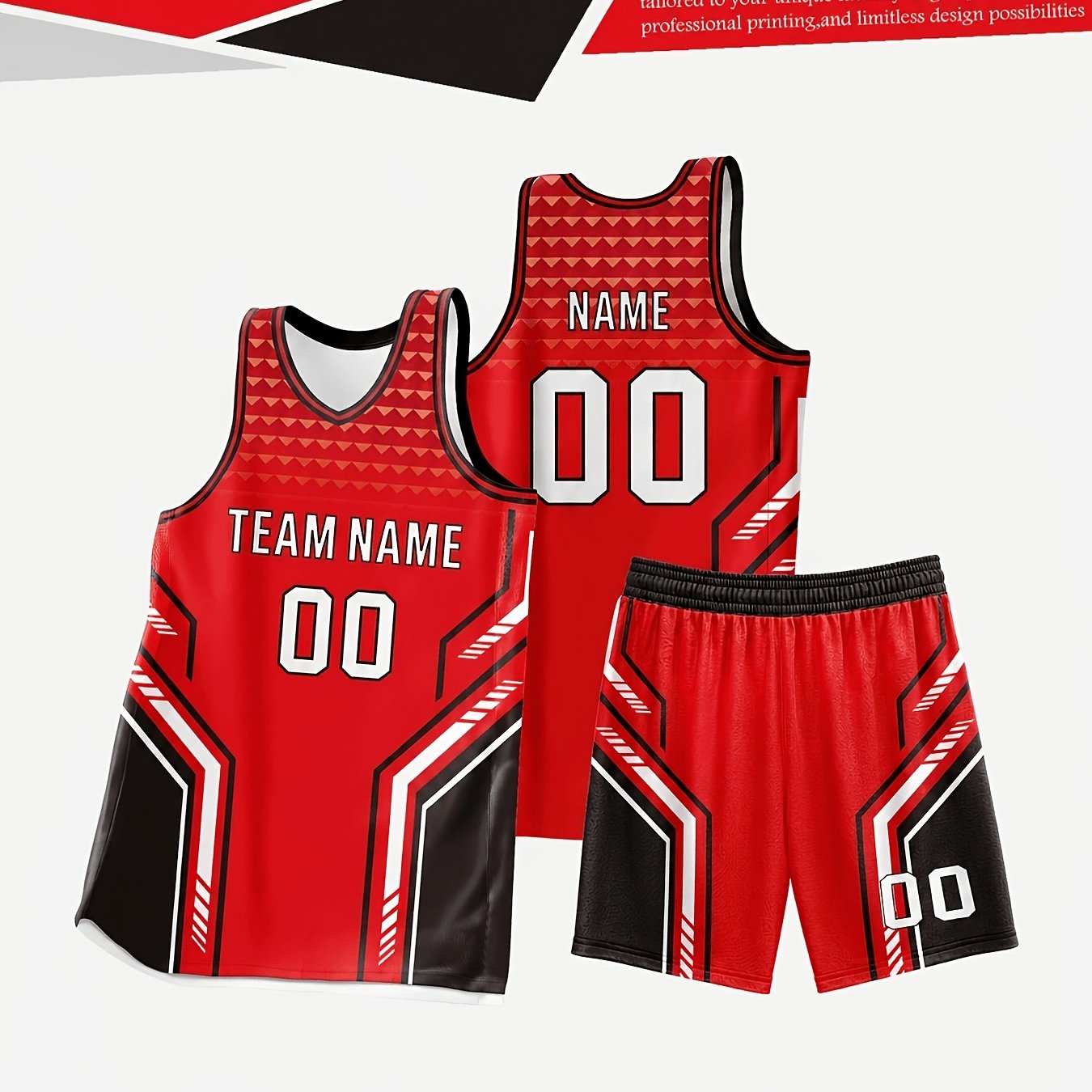 TEMU Custom Team Matching Uniform Including Personalized Basketball Jersey And Shorts For Adults And Youth