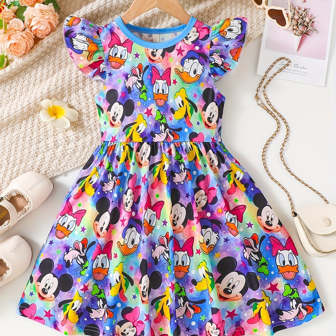TEMU Girls' Mouse Birthday Party Outfit - Official Mouse Dress With , Lightweight & Birthday Party For Everyday Or Themed Events (official Merchandise) - Perfect Birthday Gift For Girls