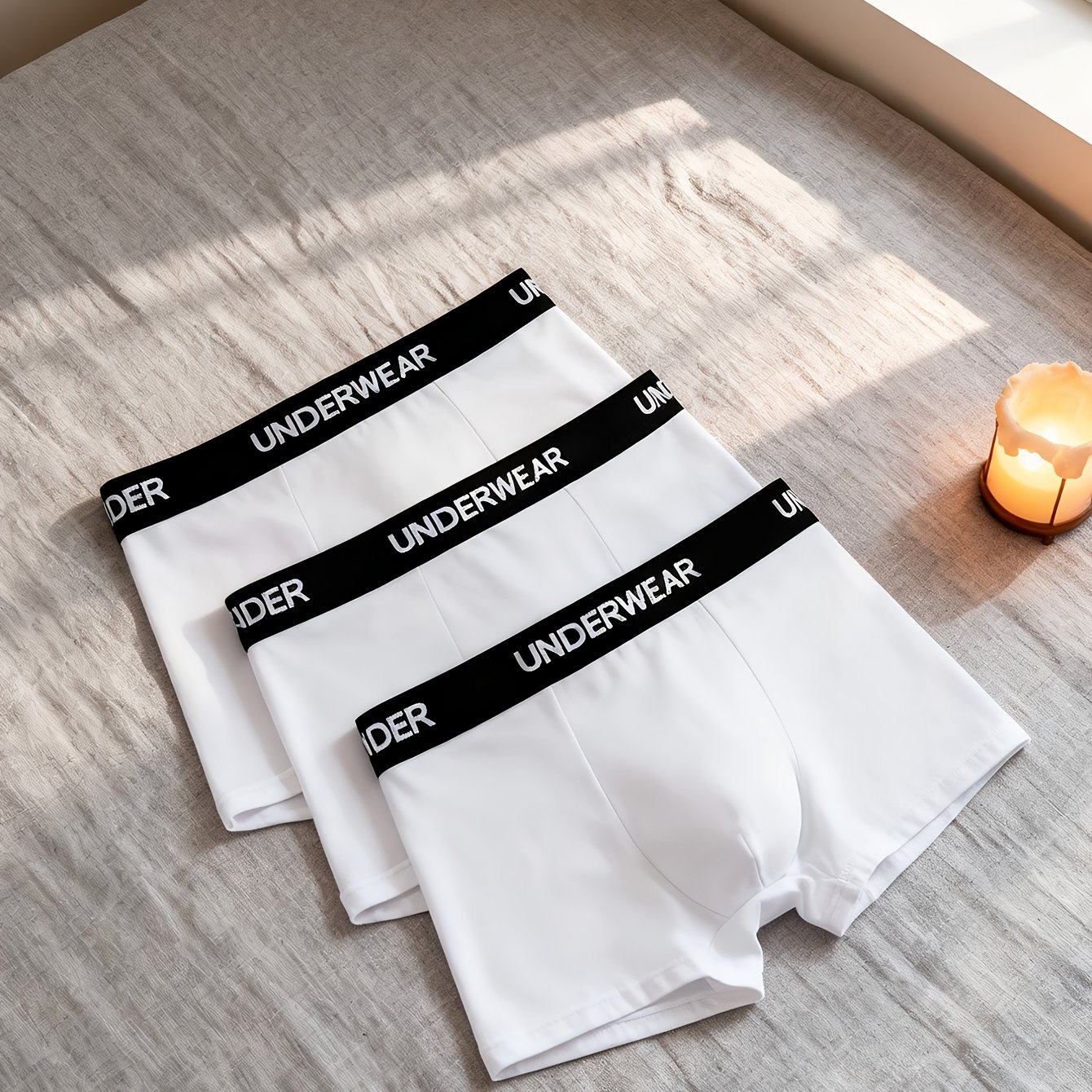 E-shop 3 Stück Herren Unterwäsche in Uni-Farben, Bequeme Freizeit-Boxershorts, Weiche Lockere Herrenunterwäsche, Ganzjahres- Alltagstauglich – – Ideal