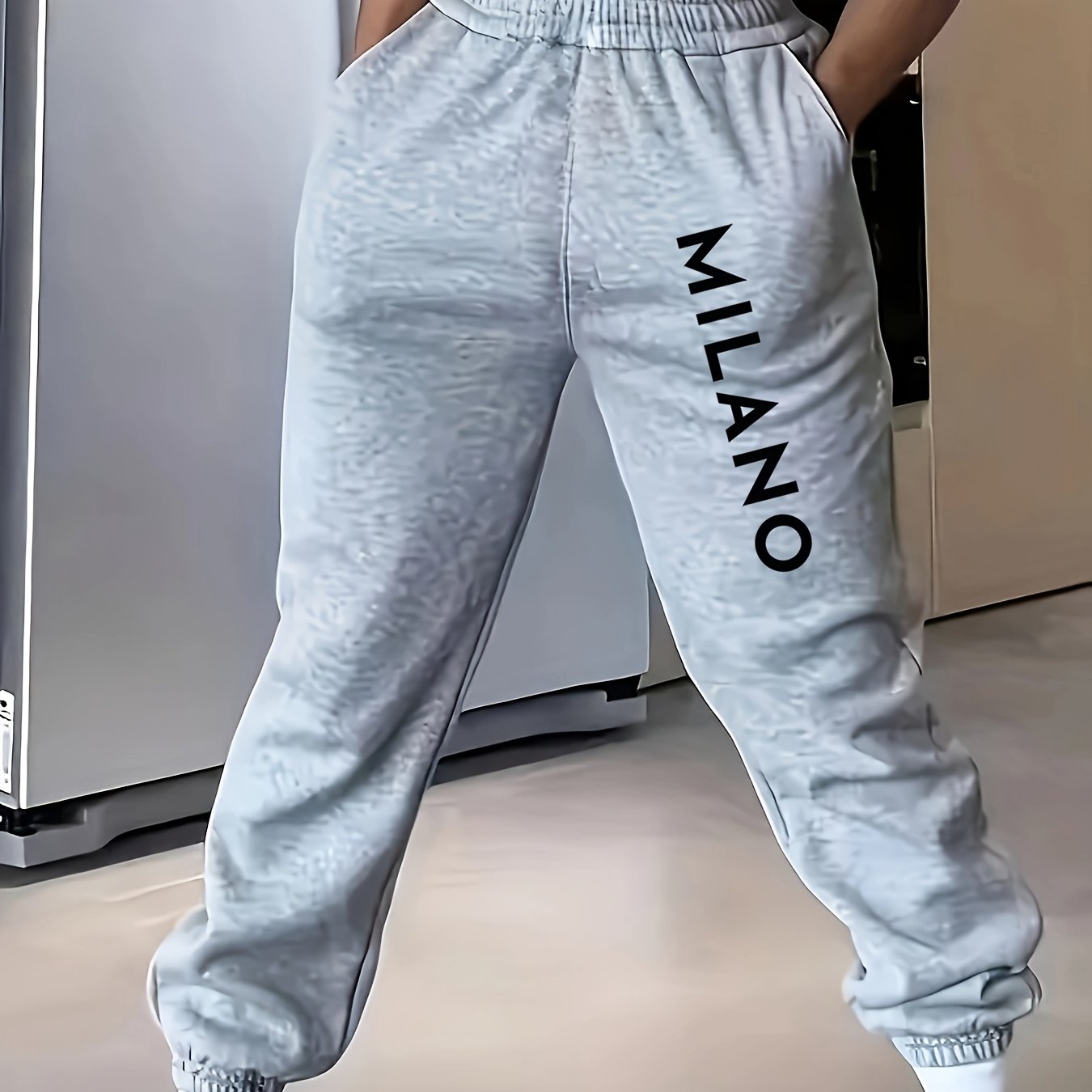TEMU High-waisted Elastic Wide-leg Nine-pants Women's European And American Cross-border New Loose Pants, Essential For Autumn And Winter