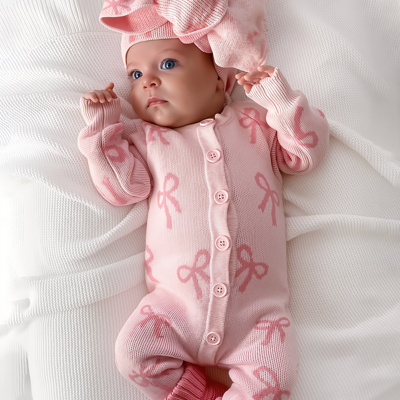 Image of Baby Autumn And Winter Clothes Soft Jumpsuit Knitted Sweater Baby Sweater Sweet Inner Layer Crawling Clothes Cute Crawling Clothes, For Outdoor