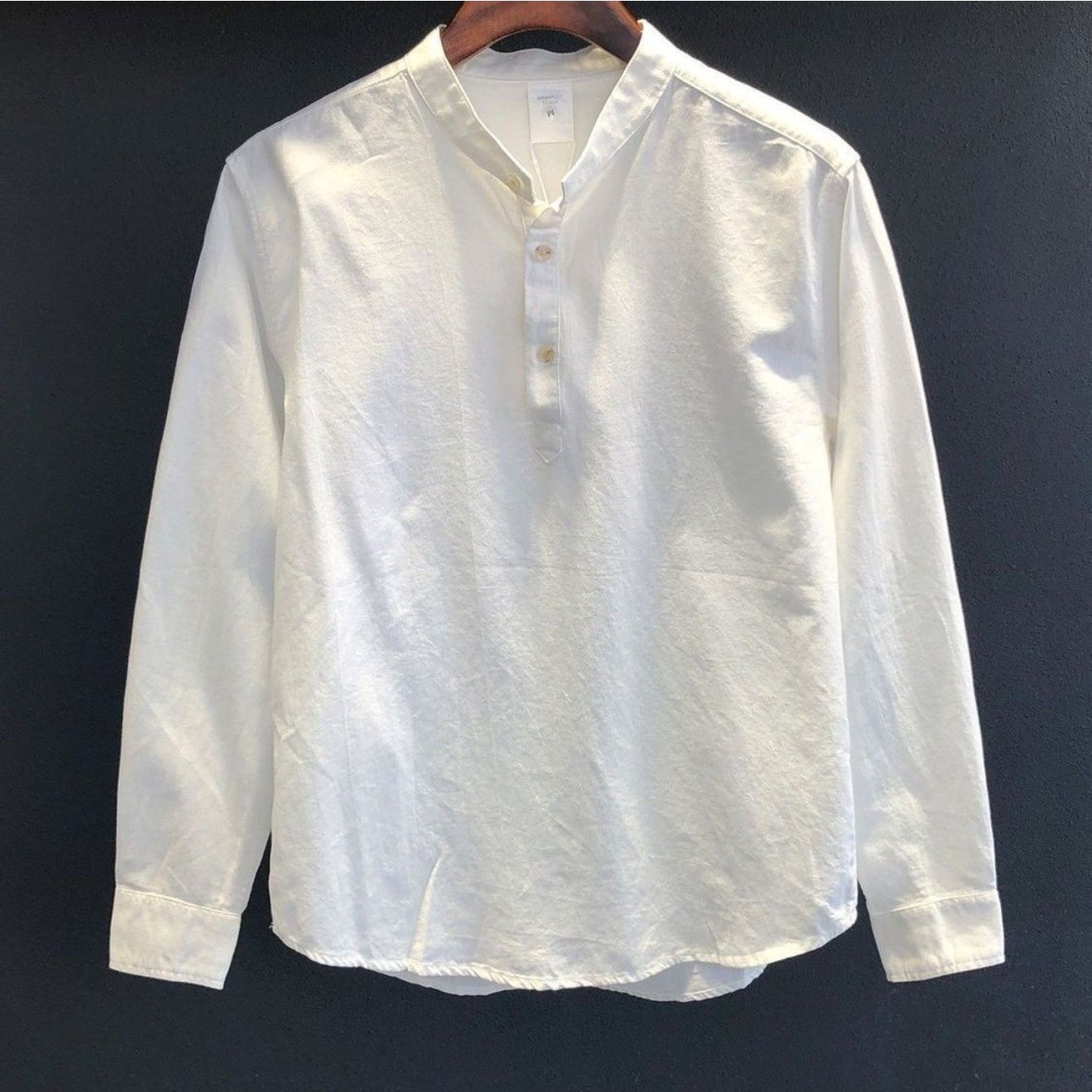 New Chinese Collar Long Sleeve Shirt Men Casual Pullover Top Fashion Versatile Coat For Spring Summer (refer To Size Chart)