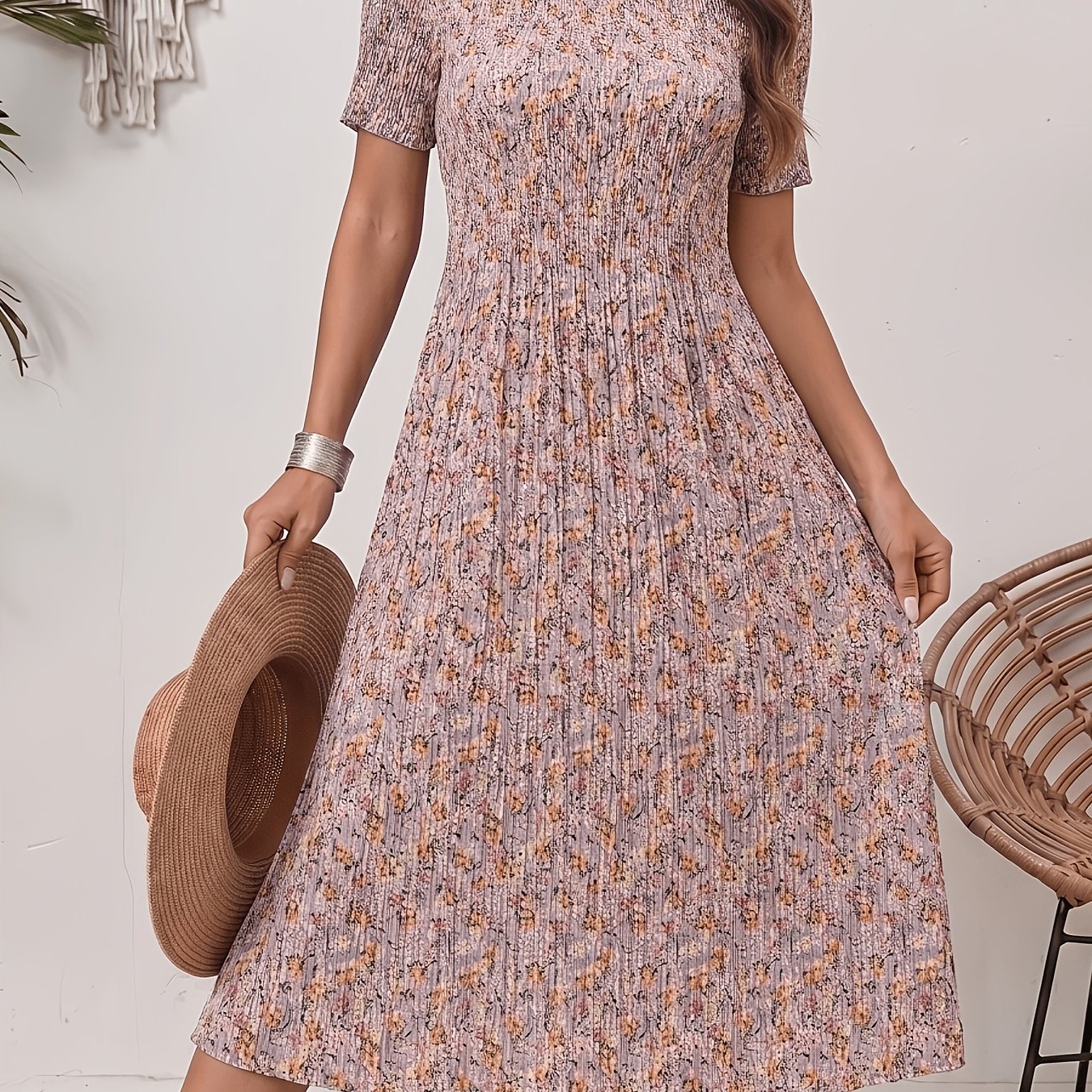 E-shop Sommer-Plissee-Kleid in Übergröße