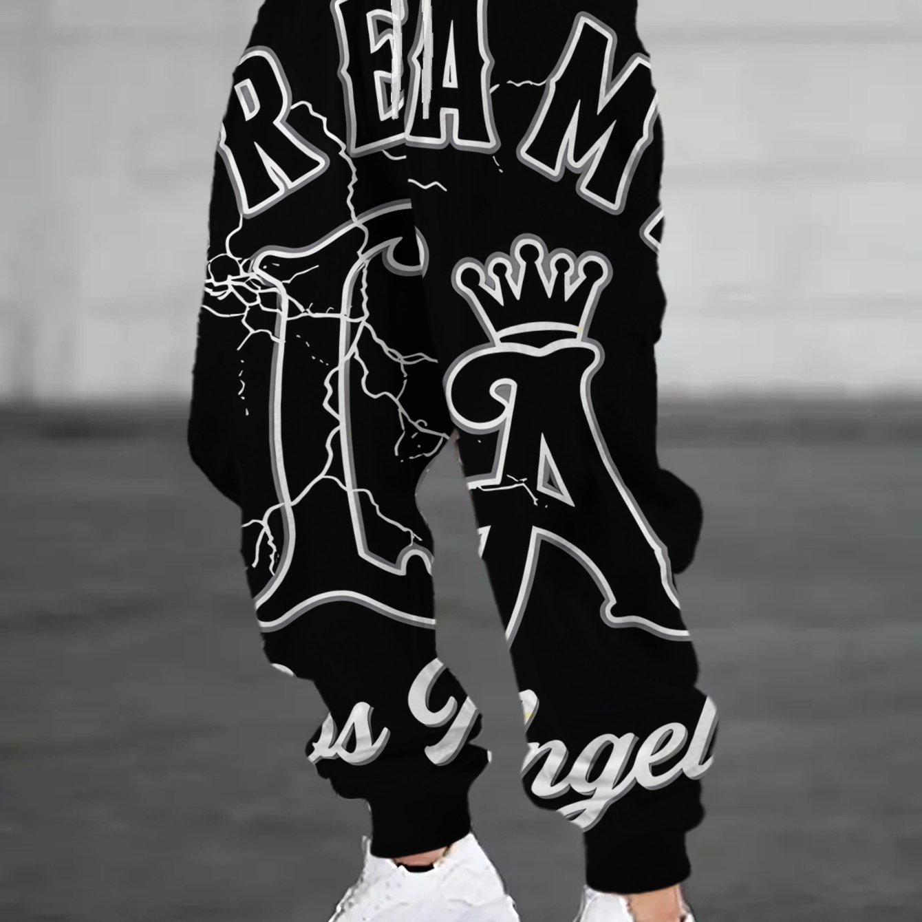 TEMU Pantalon de survêtement pour homme - Motif à impression numérique à plat - Non texturé - Los Angeles, Pantalon de sport décontracté, Élégant et