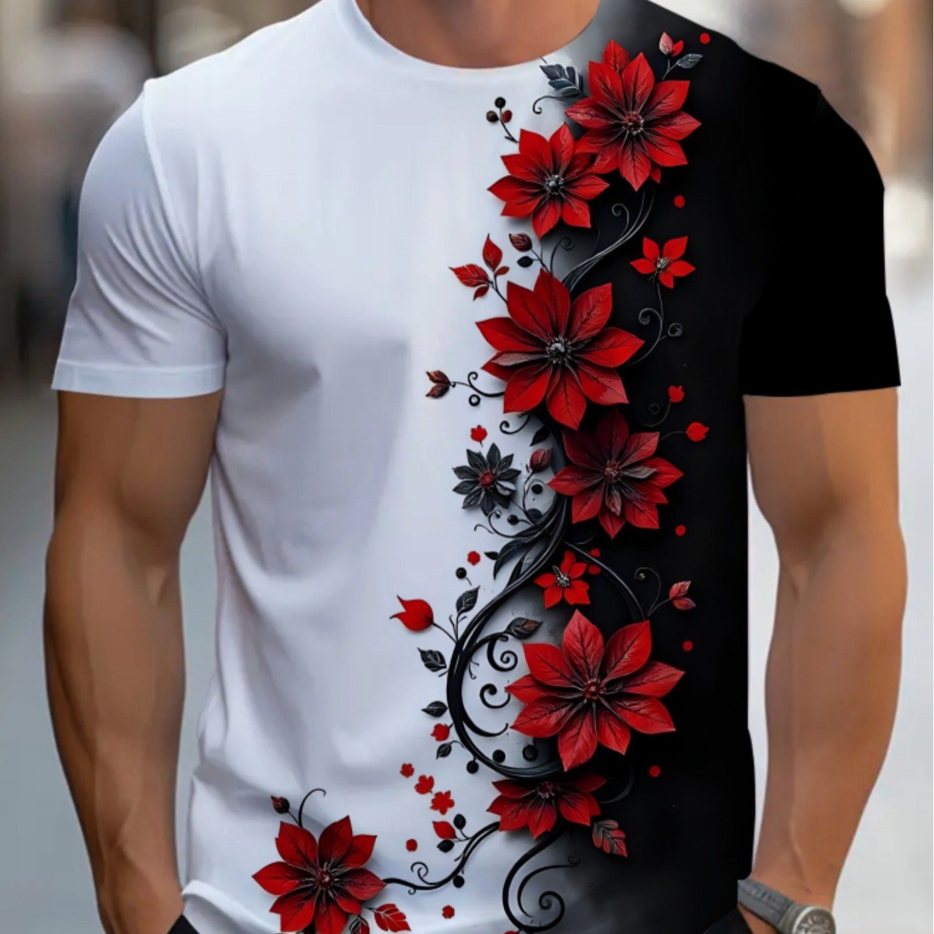 TEMU A Stylish Men's T-shirt With A In Red, Made From Comfortable Fabric, Perfect For . Lightweight And Durable, Ideal For And Everyday Wear,