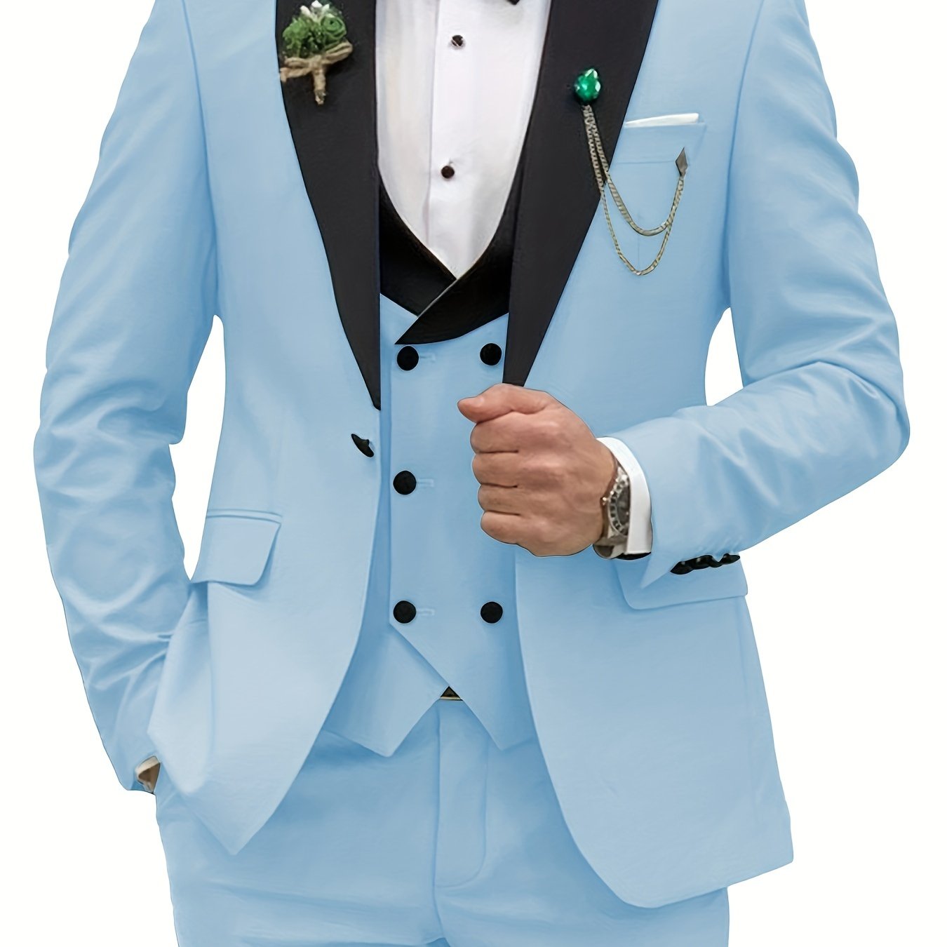 Men's Slim Fit Suits Double Breasted Multicolor Vest - Temu