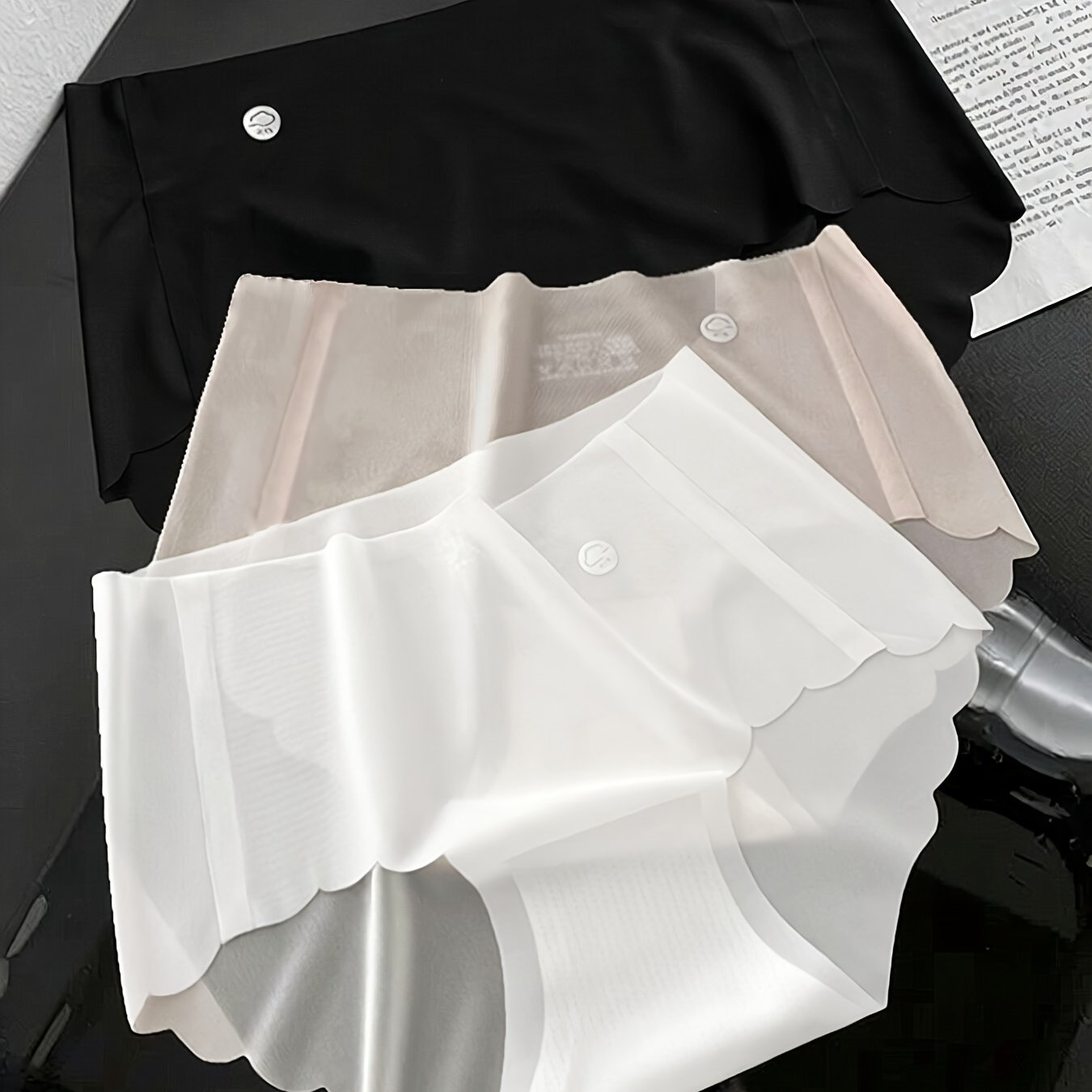 TEMU 3pcs, ' Panties, Ultra-thin Seamless Low-waist Breathable Quick-dry Mask Pants, Peach Triangle Panties