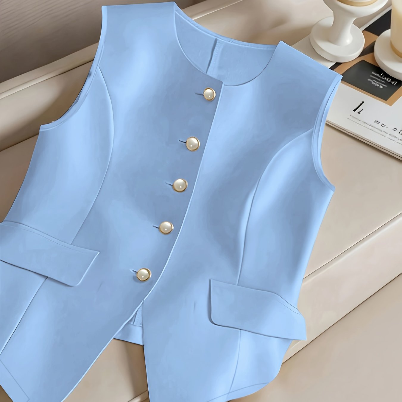 TEMU [Développement YY251212048] Chemise manches pour femme, à simple boutonnage, cintrée à la taille avec fausses poches - Élégante et polyvalente