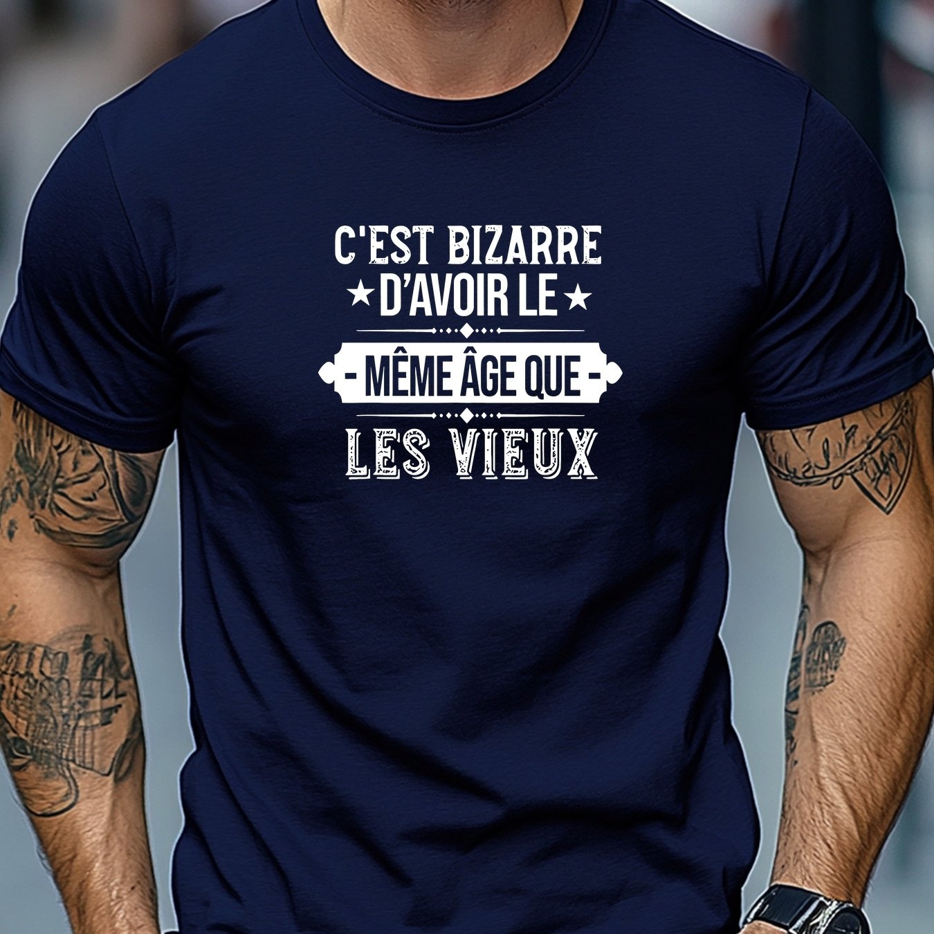 TEMU T-shirt d'été décontracté à manches courtes et col rond pour hommes, C'EST BIZARRE D'AVOIR LEÊME ÂQUE