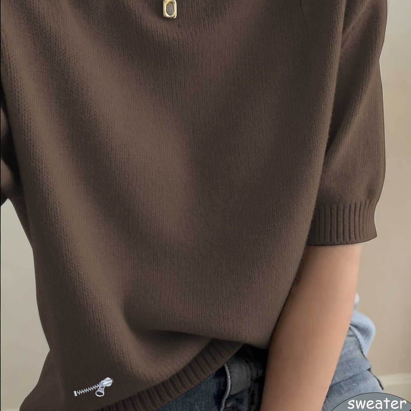 Sweater Boutique - puloverje s potiskanim dizajnom - Ženski pulover s kratkimi rokavi brez teksturiranega vzorca, in prijazen do kože
