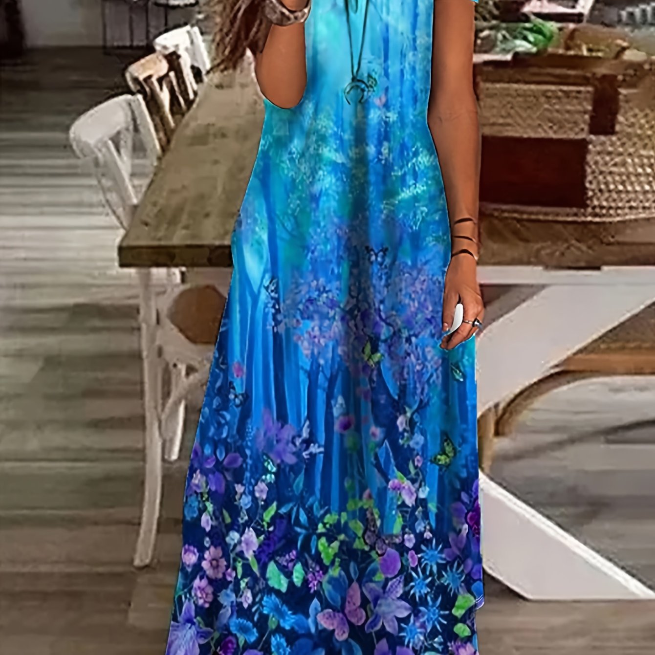 TEMU Resort Style Floral Print Short Sleeve Dress[]