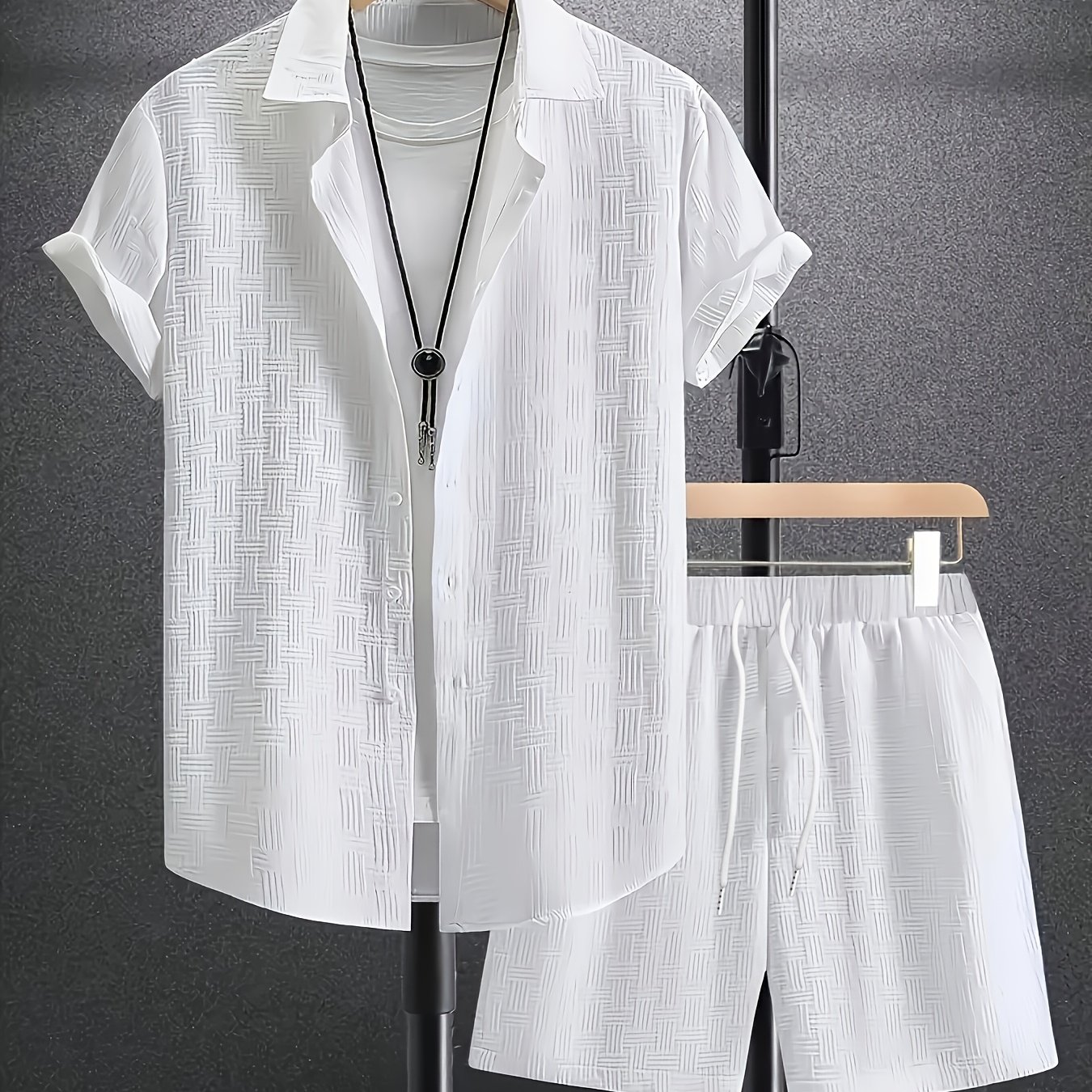 E-shop 's OBM Herren Freizeit Cardigan Button-Up Kurzarm und Shorts Set