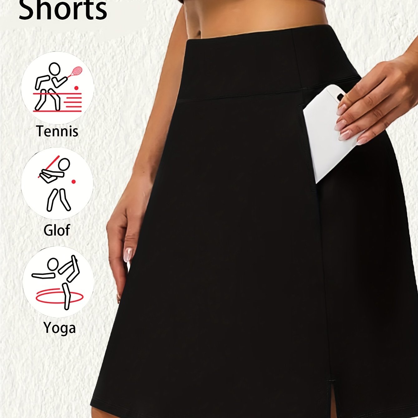 TEMU Women's 2-in-1 Mid-length Tenis Skirt Skort, High Waist Knee Length Golf Skorts With Inner Shorts Pockets, Quick Drying Fitness Skirts, Women's Activewear.