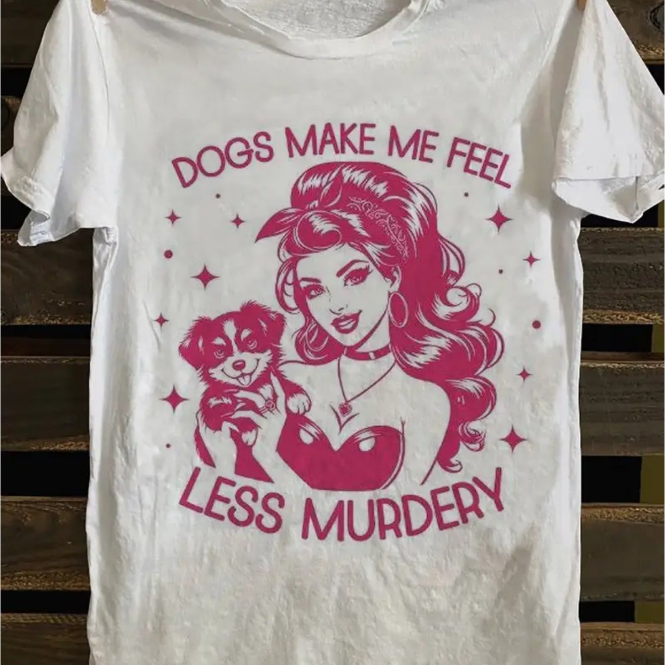 Women's Dogs Feel Less Murdery Punk Rock T-shirt- 100 Cotton Loose Fit Vintage Slogan Tee With--(band Logo Style)- Casual Short Sleeve Round Neck Top For Casual Attire Music Events
