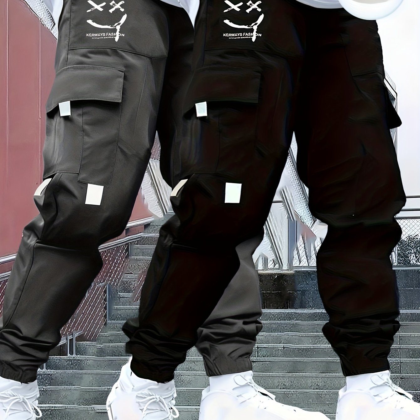 Image of Two-piece Boys' Youth Sport Print Lightweight Cargo Pants With Drawstring Waist, Large Pockets, Versatile Style For Commuting, School, And Outdoor Activities, Perfect For Outdoor,christmas,halloween