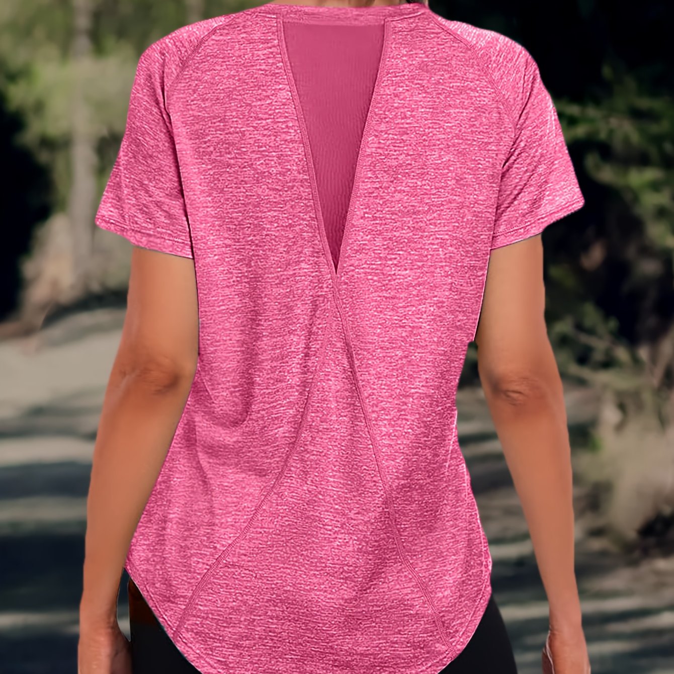 Image of Women' T-shirt - Crew Neck, Lightweight And Breathable, Short Sleeve, Stretchy Polyester Blend, Suitable For Spring And Summer, Loose Fit , Casual Half-sleeve Top