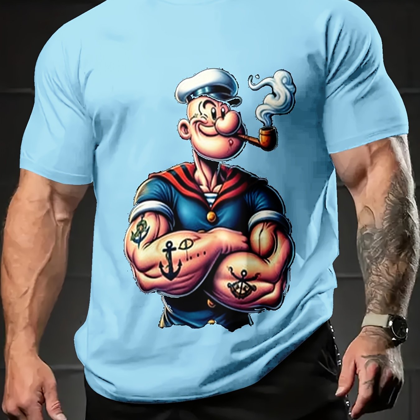 TEMU Vintage -style Print Short-sleeve T-shirt, Suitable For Gym, Outdoor Activities, Travel Gatherings, And Parties, A Must-have Item For Sports