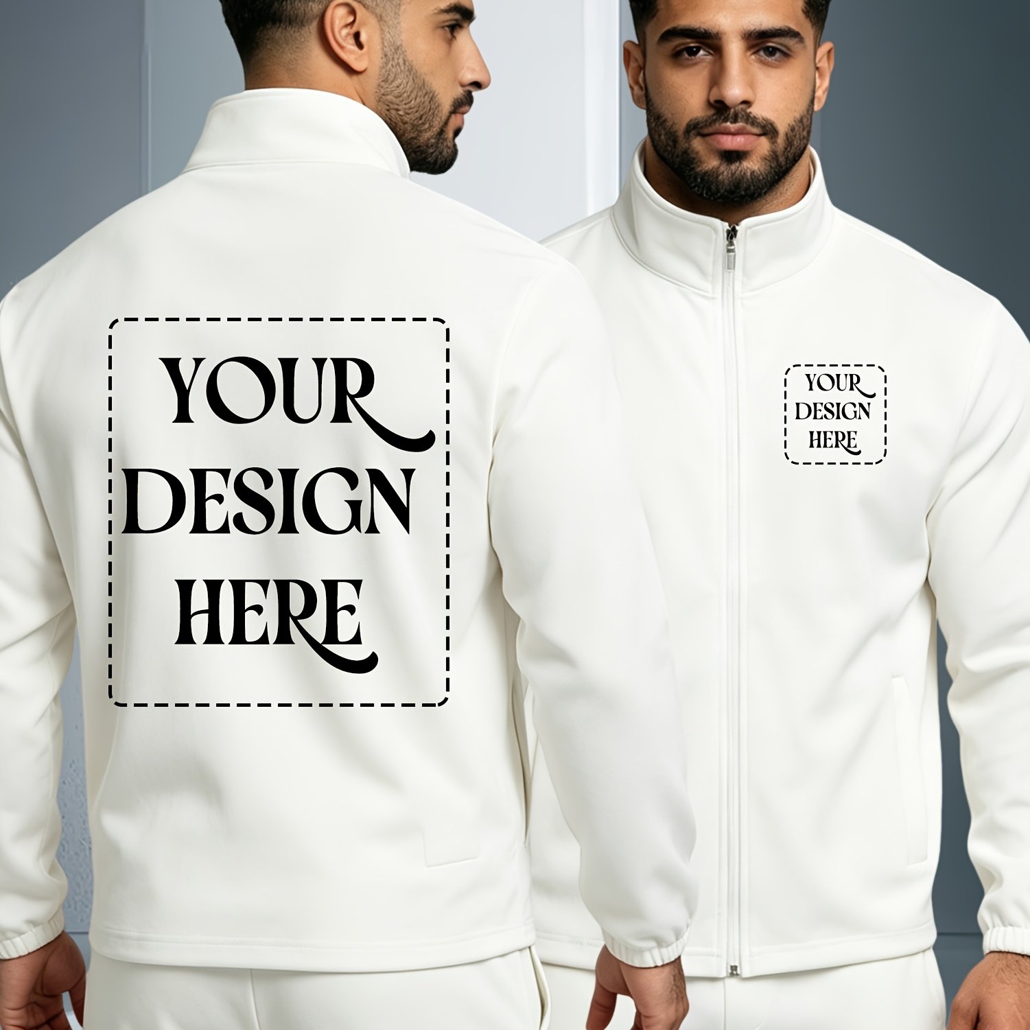 TEMU Men's Zipper Jacket Custom Photo Logo Printing, Fashionable Easy Comfortable Holiday Gift For Gifting, Events And Daily Wear, , Soft Breathable