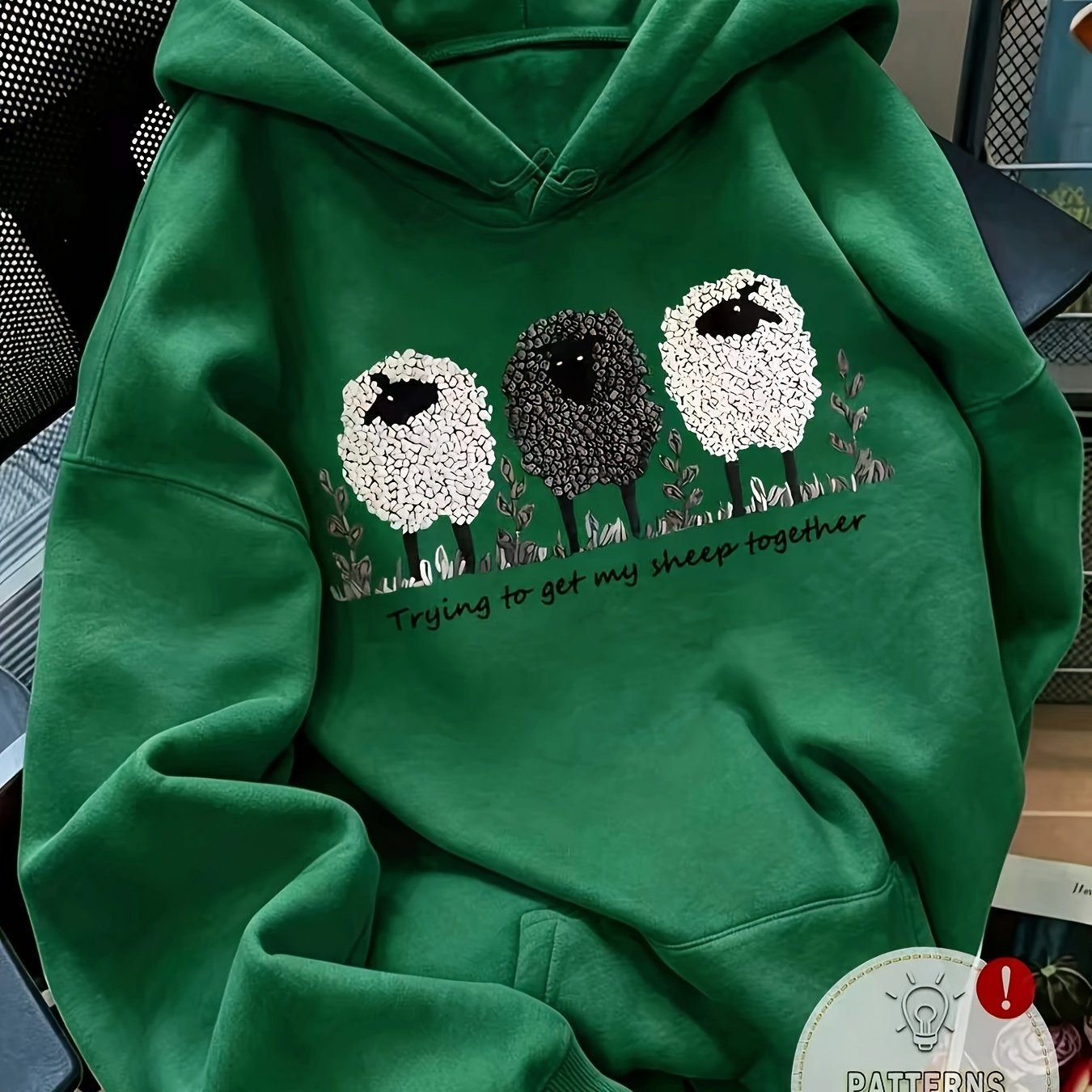 TEMU Women's Casual Round Neck Sweatshirt - Cartoon Creative Sheep Pattern Print, Regular Version Round Neck Sweatshirt, Suitable For Autumn And