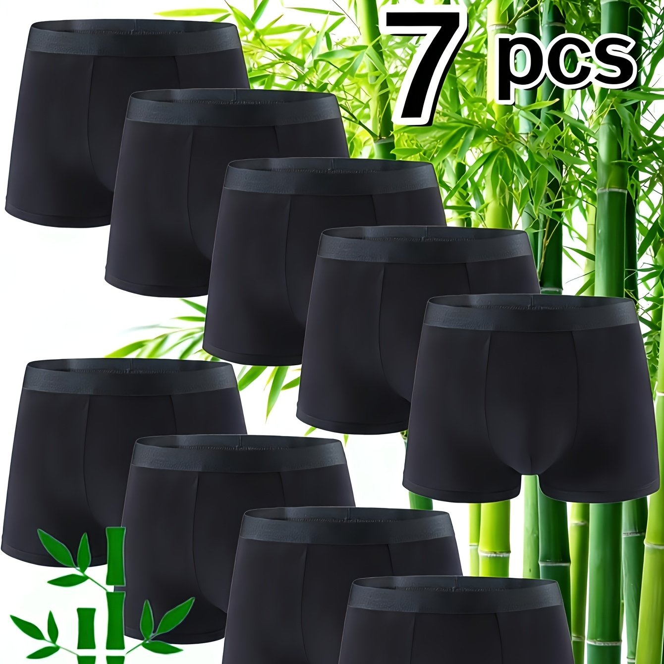 E-shop 7er-Pack Unterwäsche, Echtes 95% Bambusfaser Herren Boxer Briefs, Echtes Material, Weich und Bequem, Feuchtigkeitstransportierend, Erfrischend,