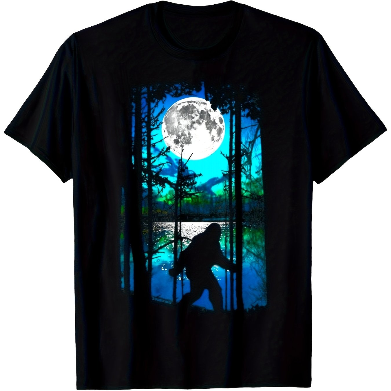Men's Funny Sasquatch Forest Graphic Tshirt Crew Neck Short Sleeve Regular Fit Casual Wear 180gsm Perfect For Valentine's Day New Year's Father's Day Christmasretro Casual Crew Neck Printed T-shirt