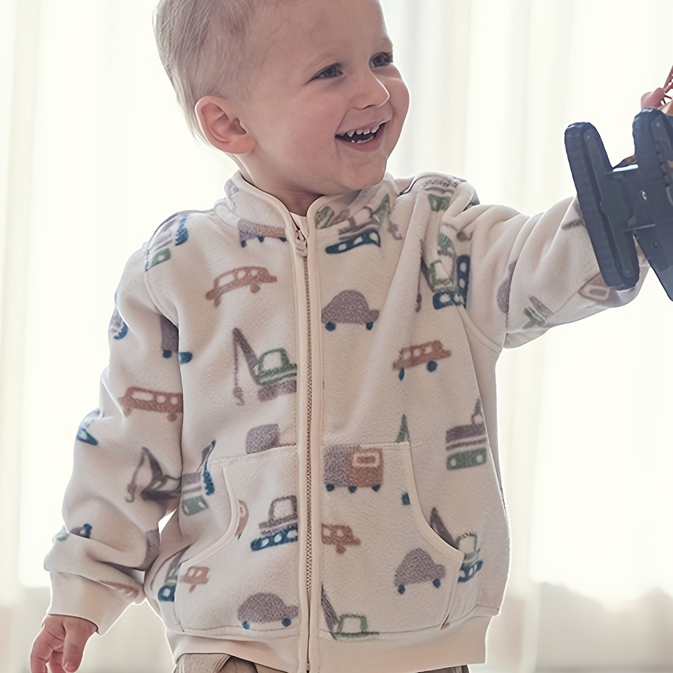 Image of Dave&bella New Autumn Christmas Fleece Jacket For Boys Girls, Soft Light Warm Flannel Coat, Loose Cute Festive Outerwear For Toddlers And Home Outdoor Daily Wear