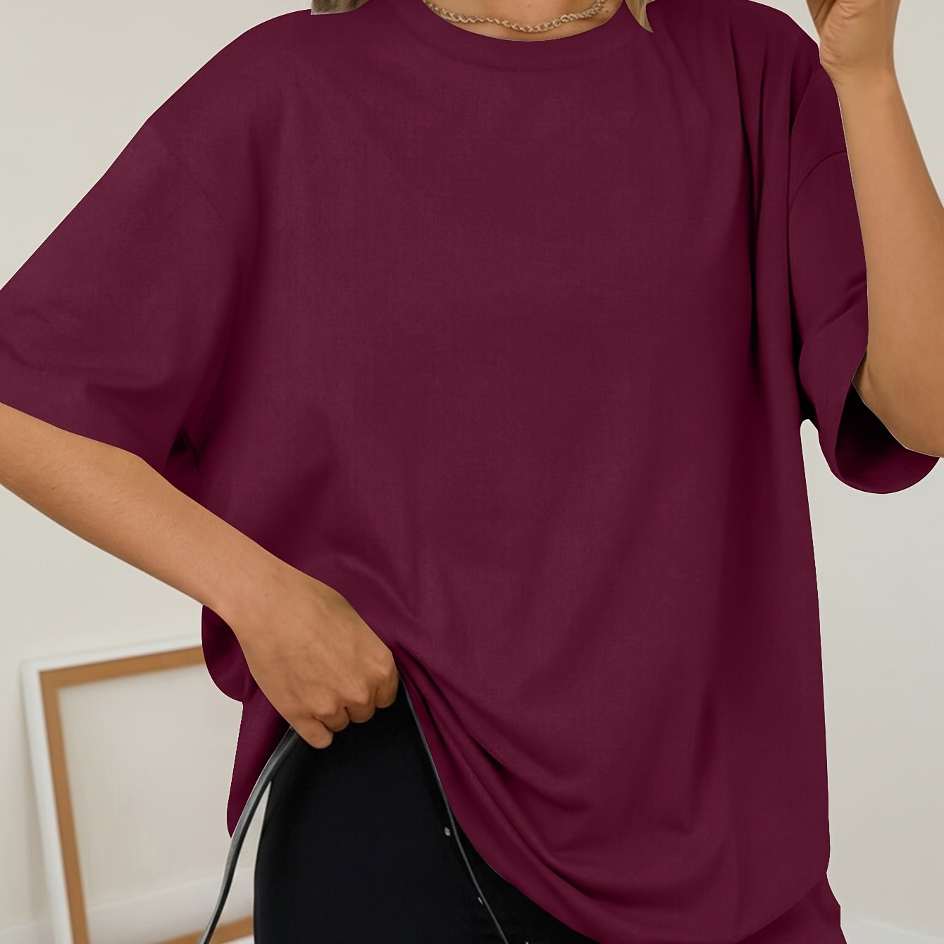 Image of Women's Plus Size Short-sleeve T-shirt, Oversized Summer Loose-fitting Athletic Top For Fitness, Yoga, And Casual Wear | Suitable For